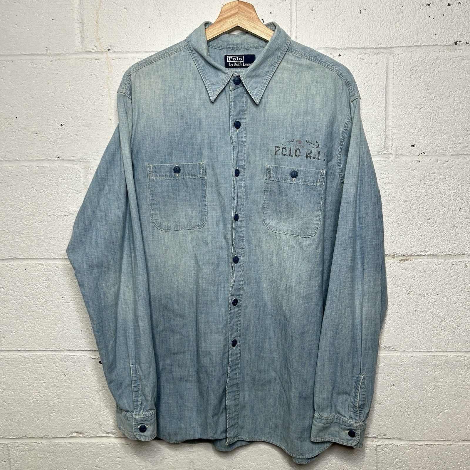 Polo Ralph Lauren Vintage Polo Ralph Lauren Denim "Stenciled" Button Down Size US L / EU 52-54 / 3 - 1 Thumbnail