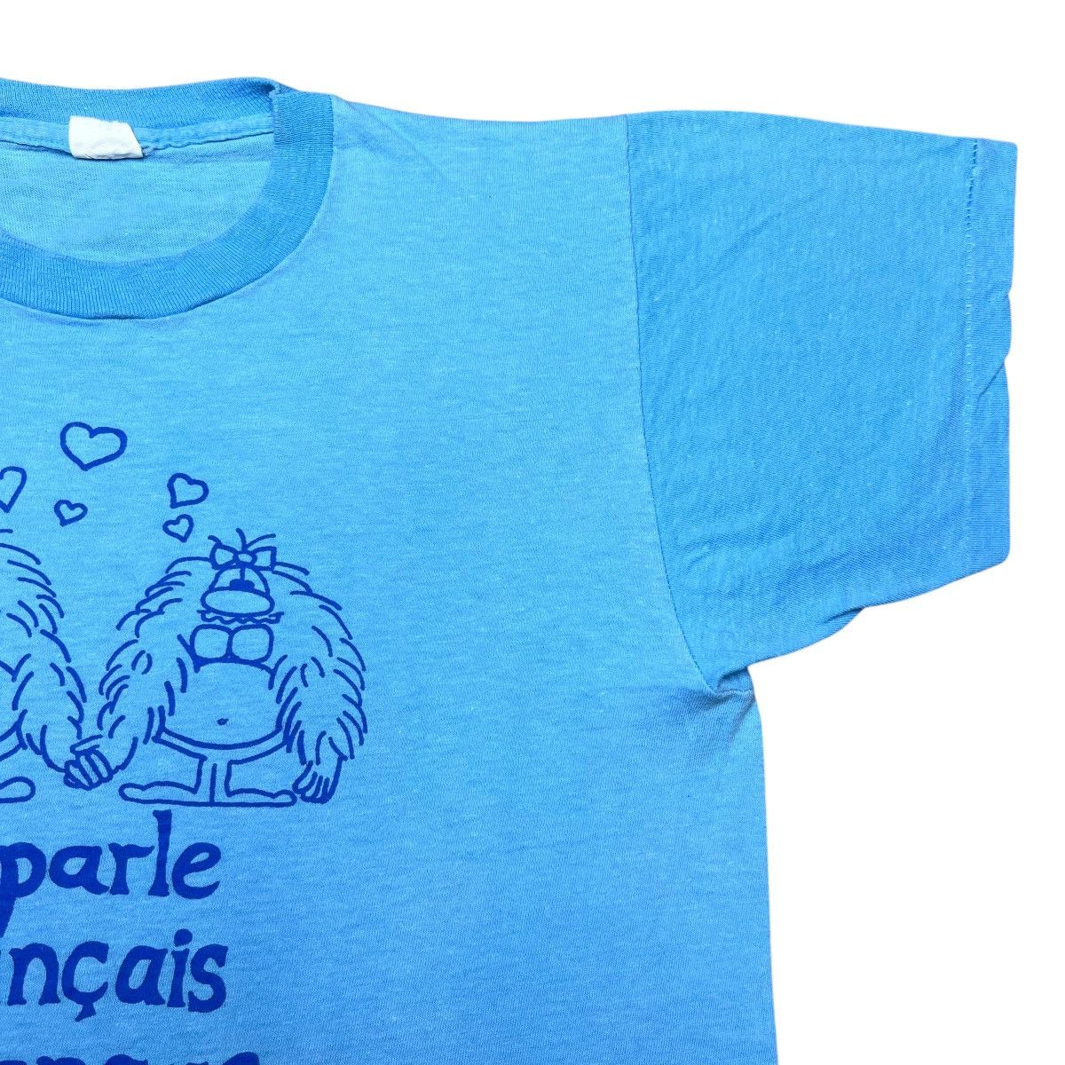 Vintage 70s I Speak French The Language Of Love Monsters Graphic Tee Size US S / EU 44-46 / 1 - 7 Thumbnail