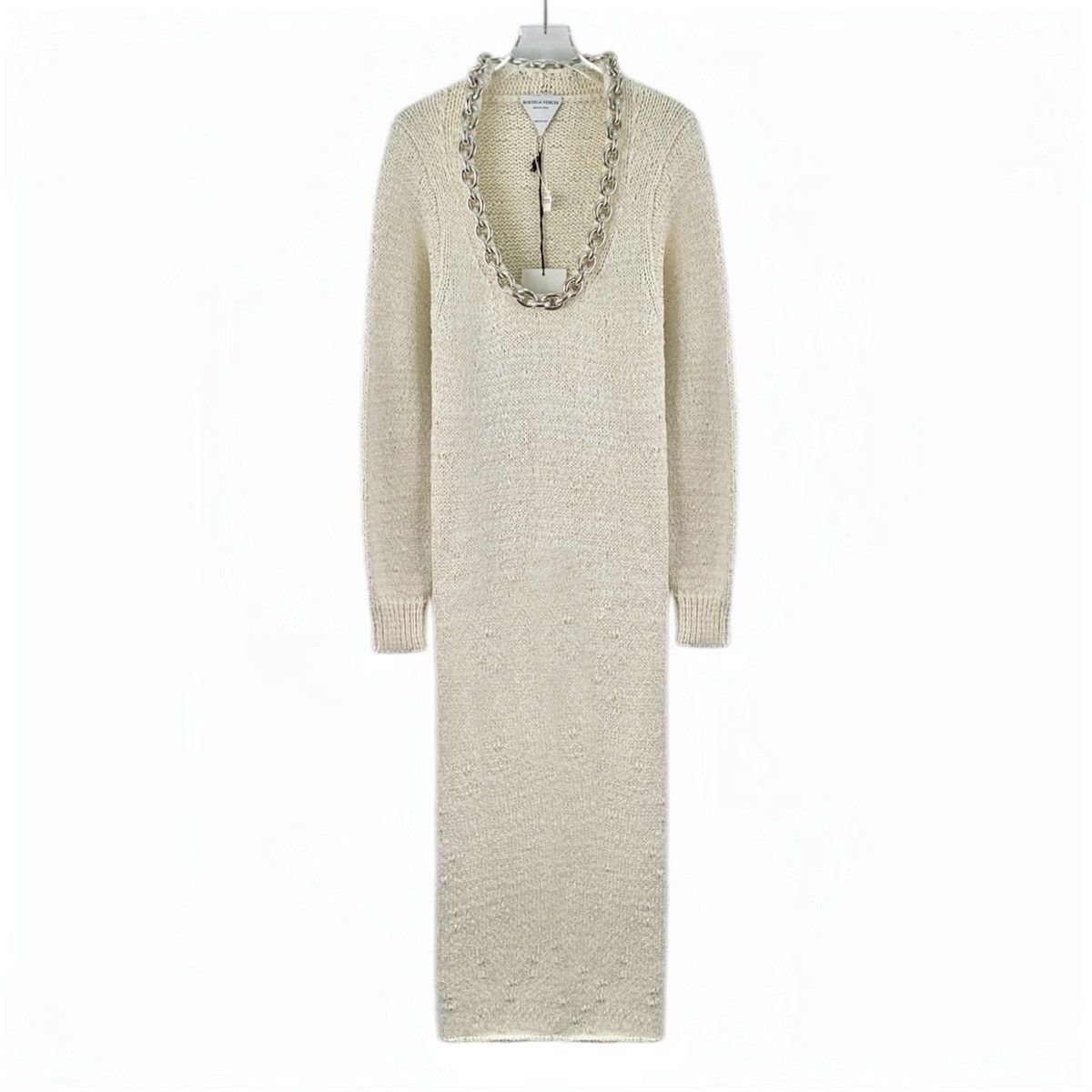 Bottega Veneta Bottega Veneta Beige Chain Long Sleeve Knit Dress K26WX Size S / US 4 / IT 40 - 1 Thumbnail