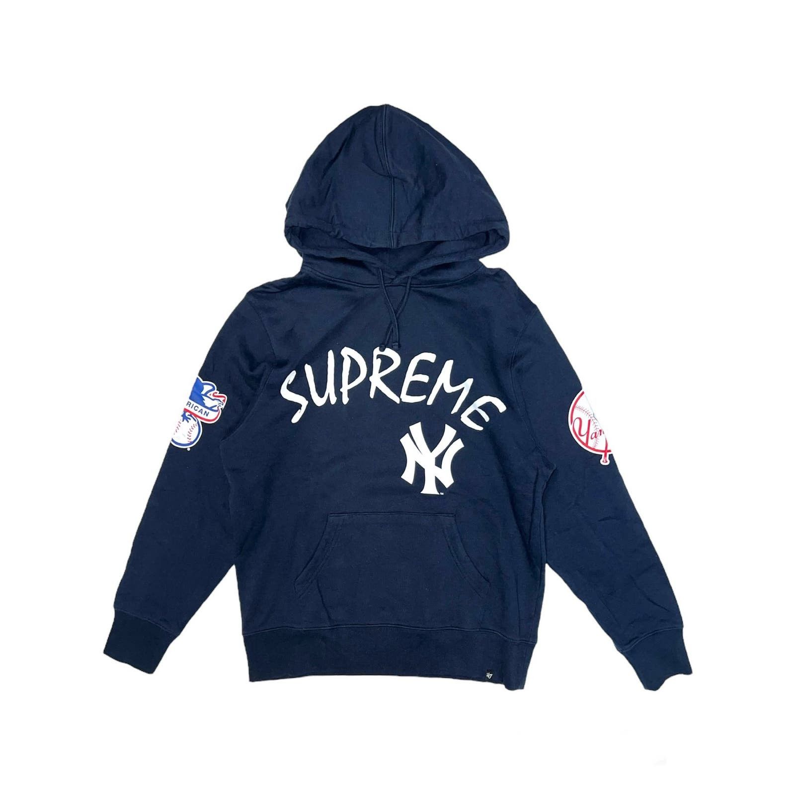 image of Supreme X Yankees Mlb Hoodie in Blue, Men's (Size Small)