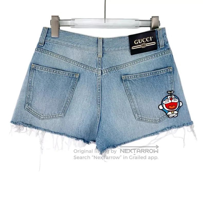 Gucci Gucci Light blue washed cotton Doraemon embroidery casual Size 28" / US 6 / IT 42 - 2 Thumbnail