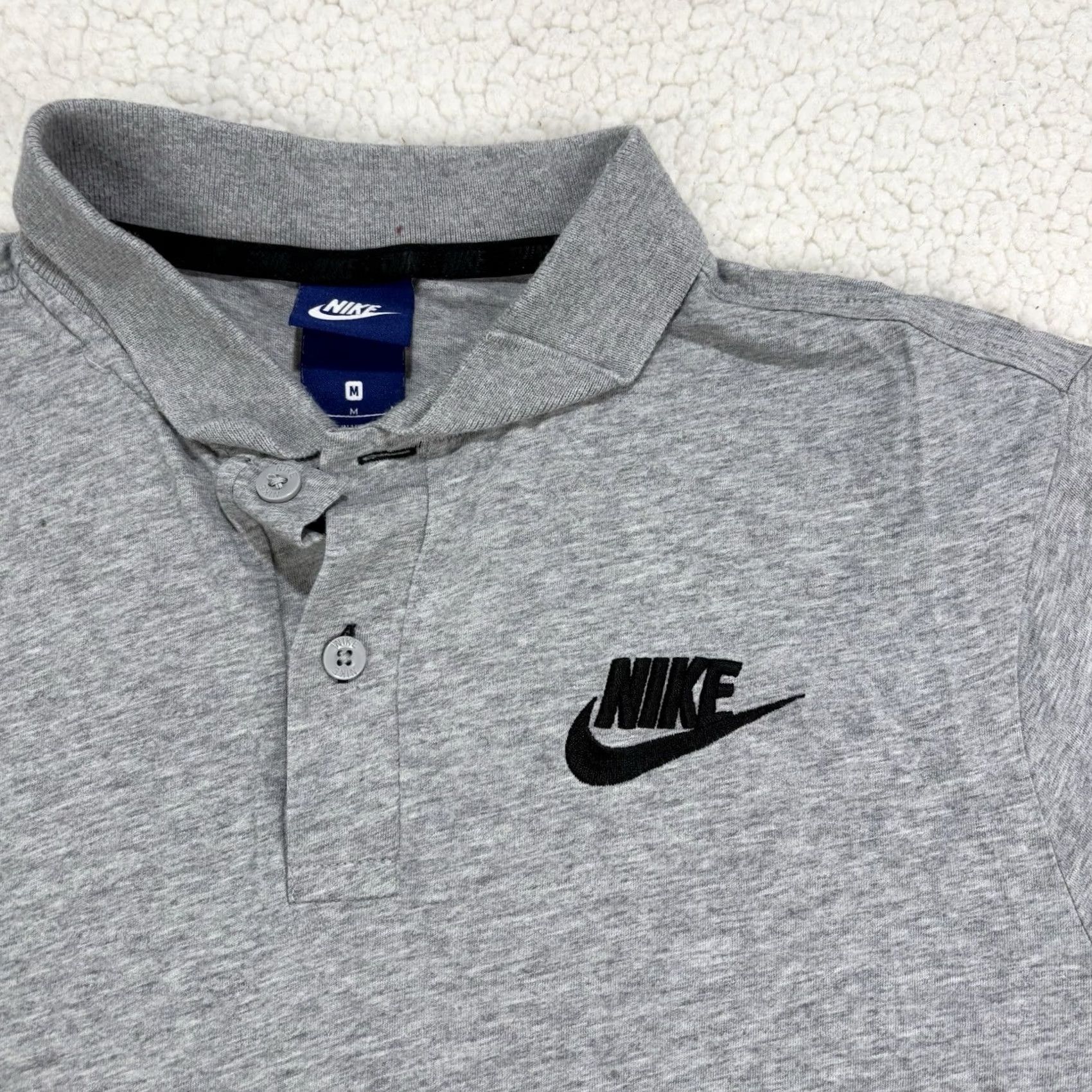 Nike VINTAGE Nike Shirt Polo Short Sleeve Swoosh Gray Mens M Size US M / EU 48-50 / 2 - 2 Thumbnail