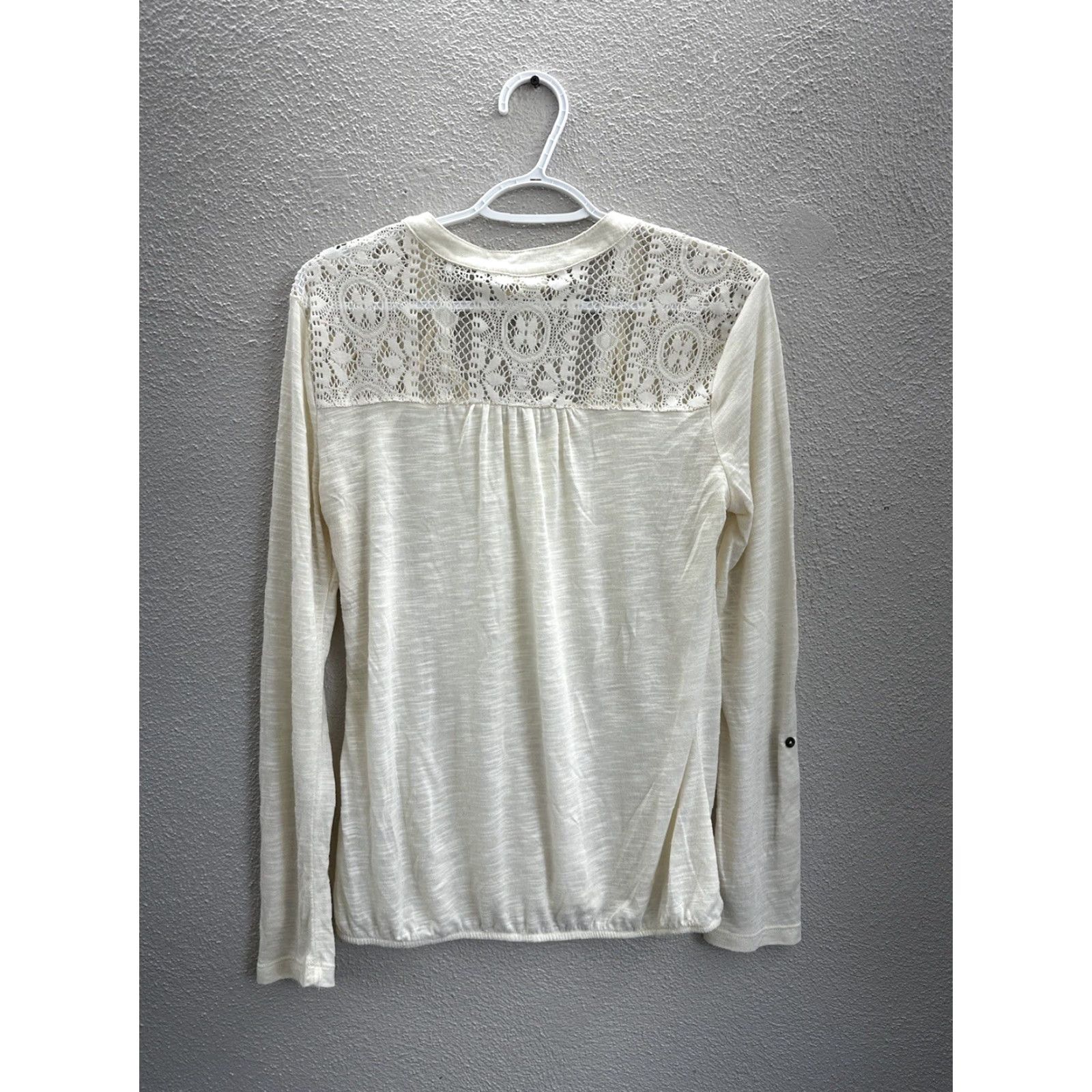 Vintage Bella Dee Jour Blouse Womens Large Ivory Long Sleeve Lace Back V-Neck Shirt Casual Workwear Size L / US 10 / IT 46 - 6 Thumbnail