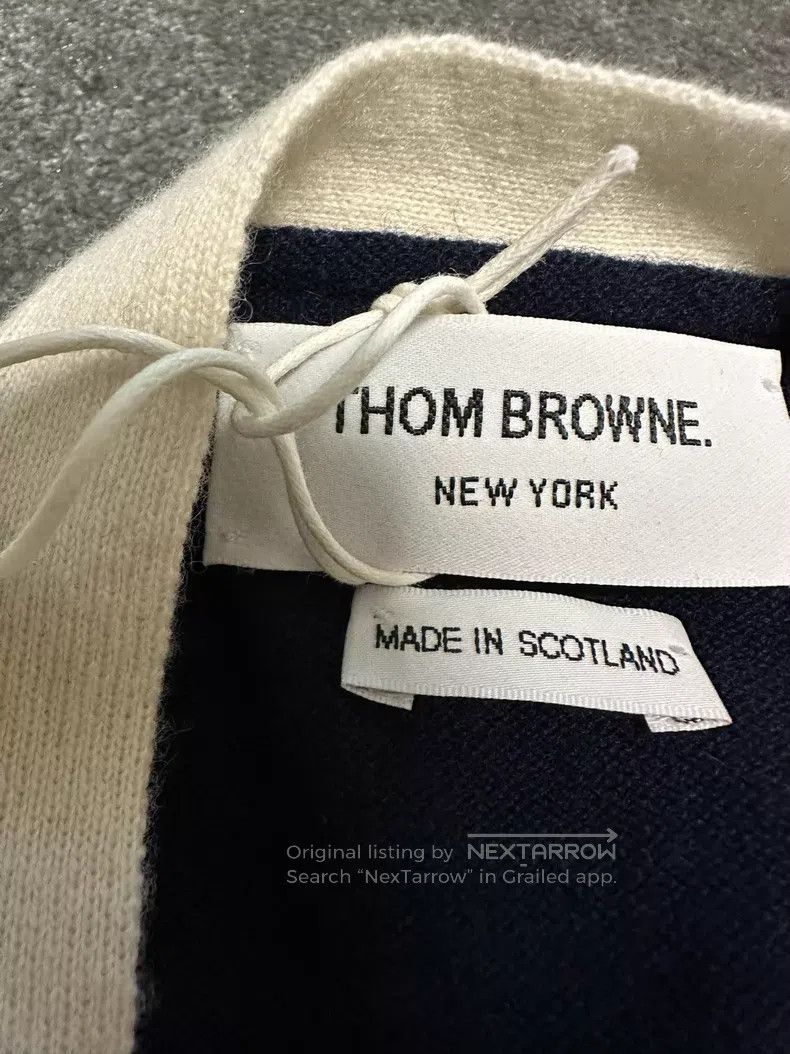 Thom Browne Thom Browne Classic Four Stripe Cashmere Cardigan Sweater Size US L / EU 52-54 / 3 - 4 Thumbnail