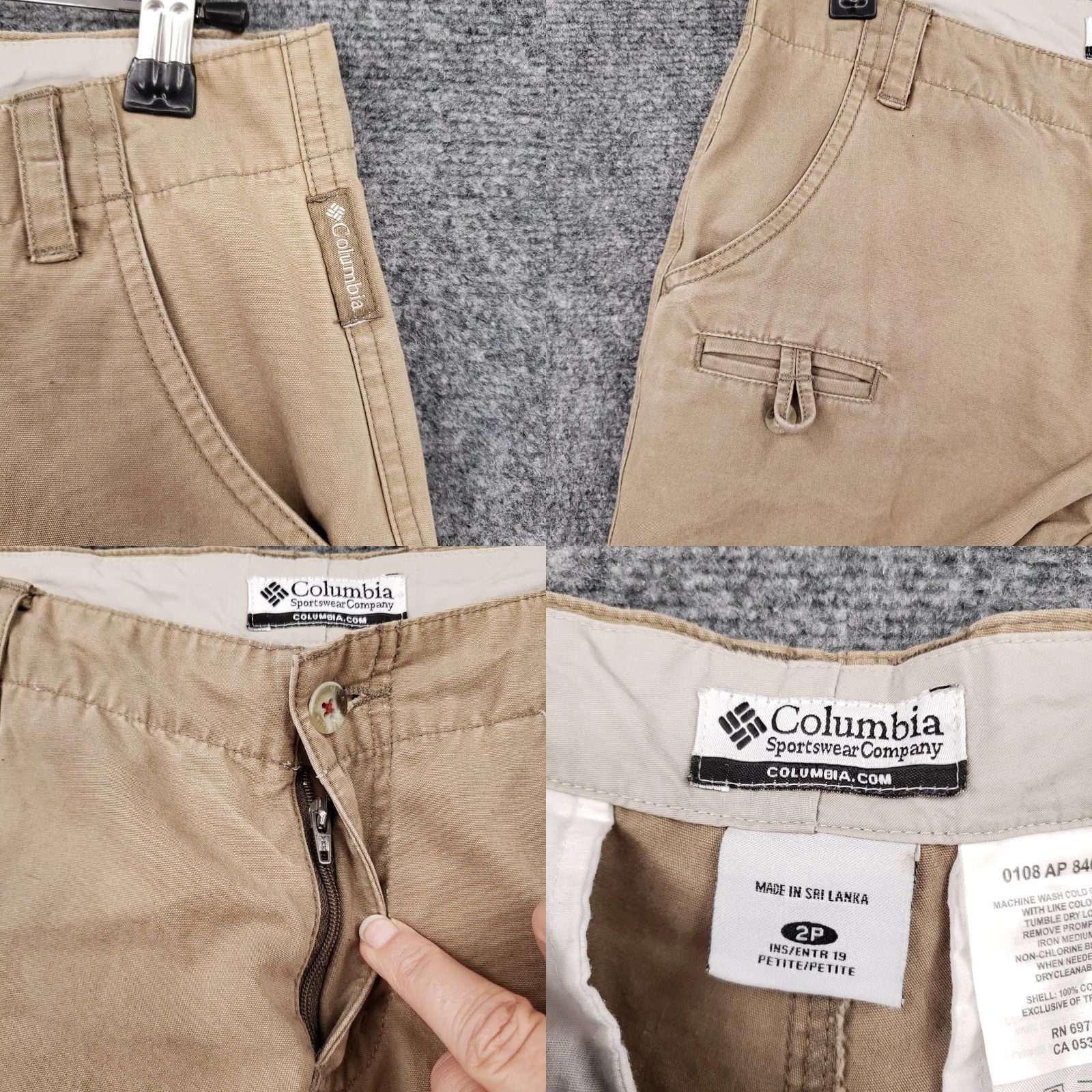 Vintage Columbia Pants Womens 2P Petite Beige Capri Chino Edgewear Straight Flat Front Size 26" / US 2 / IT 38 - 8 Thumbnail
