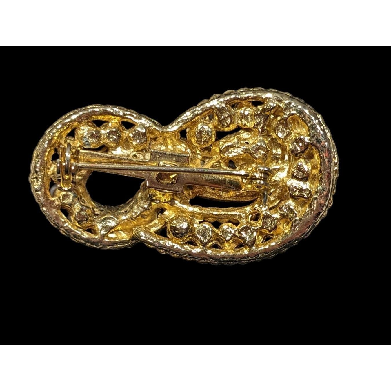 Other Vintage Elegant Knot Brooch Gold Tone With Faux Pearl Accent Size ONE SIZE - 2 Thumbnail