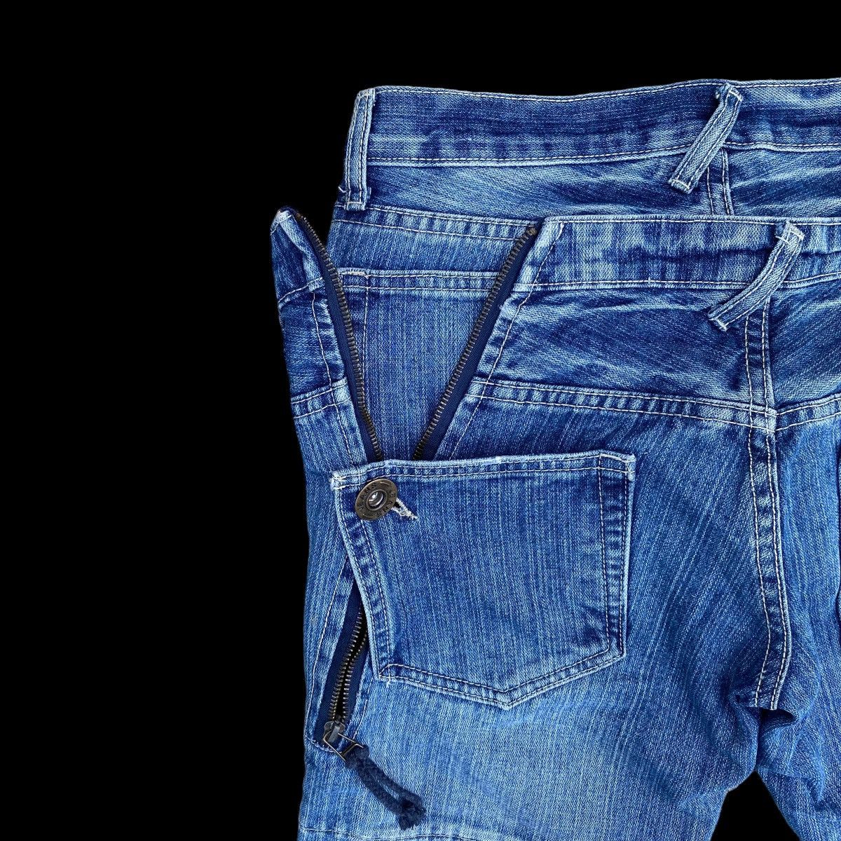 Hysteric Glamour × Japanese Brand Crazy Double Waist Thrashed Denim Jeans Size US 31 - 5 Thumbnail