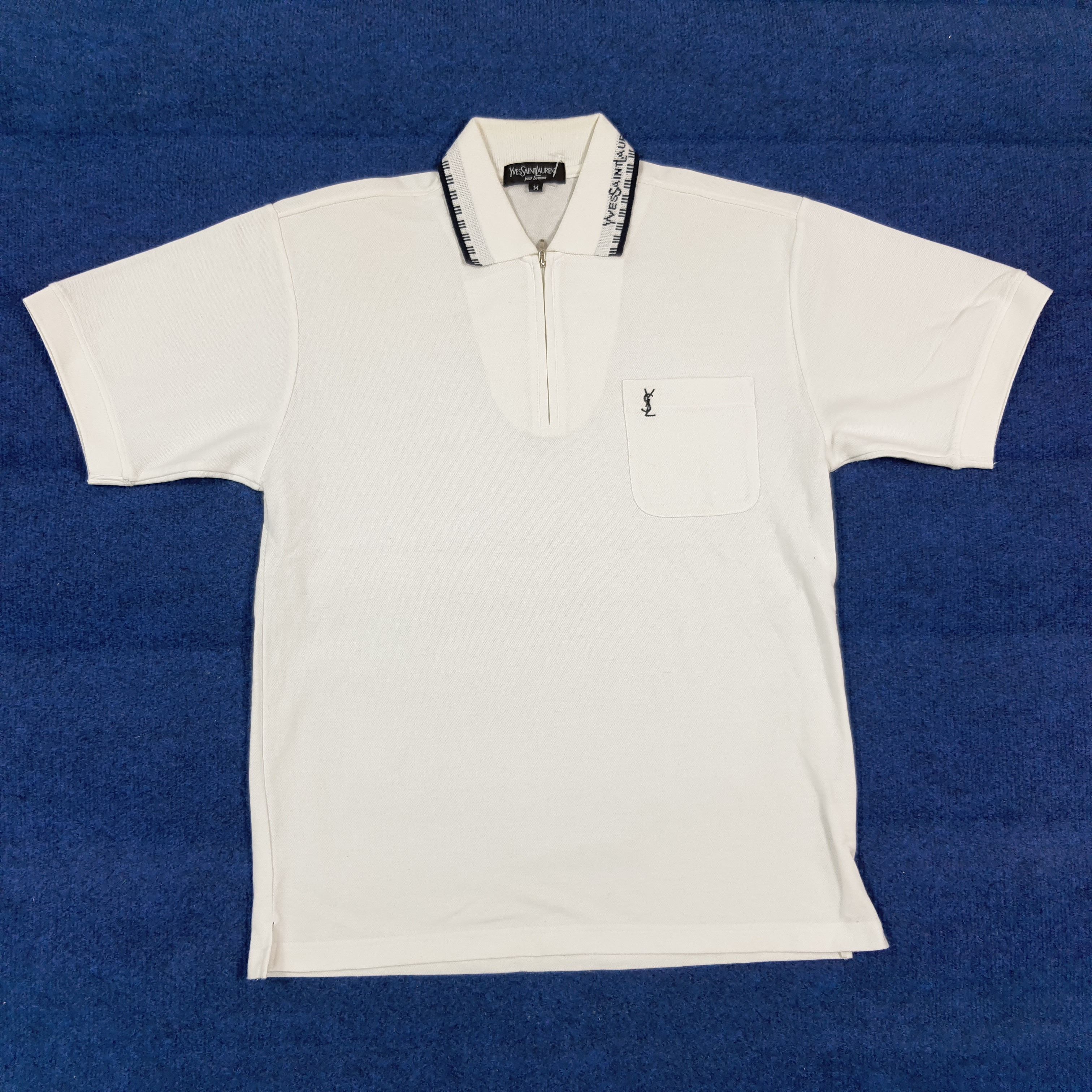 Yves Saint Laurent Vintage Yves Saint Laurent Polos YSL Quarter Zip C301N35 Size US L / EU 52-54 / 3 - 1 Thumbnail