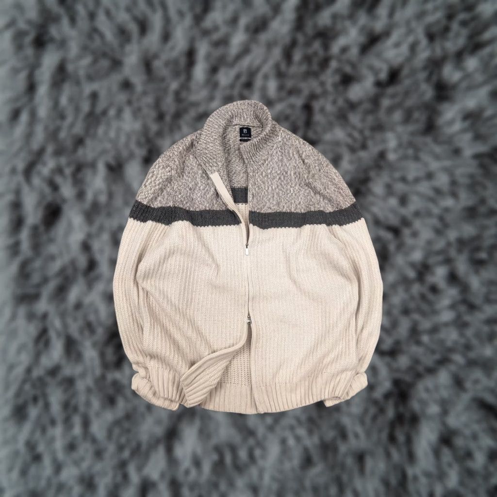 Vintage Boggi Milano Italy cashmere blend Full Zip Knit Beige Jumper Size US L / EU 52-54 / 3 - 1 Thumbnail