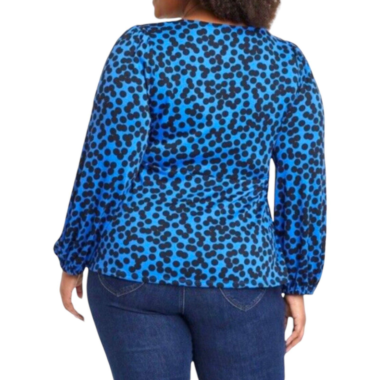 Other Ava & Viv - Women's Polka Dot Long Sleeve Blouse - Blue/Blac Size XXL / US 16-18 / IT 52-54 - 2 Thumbnail