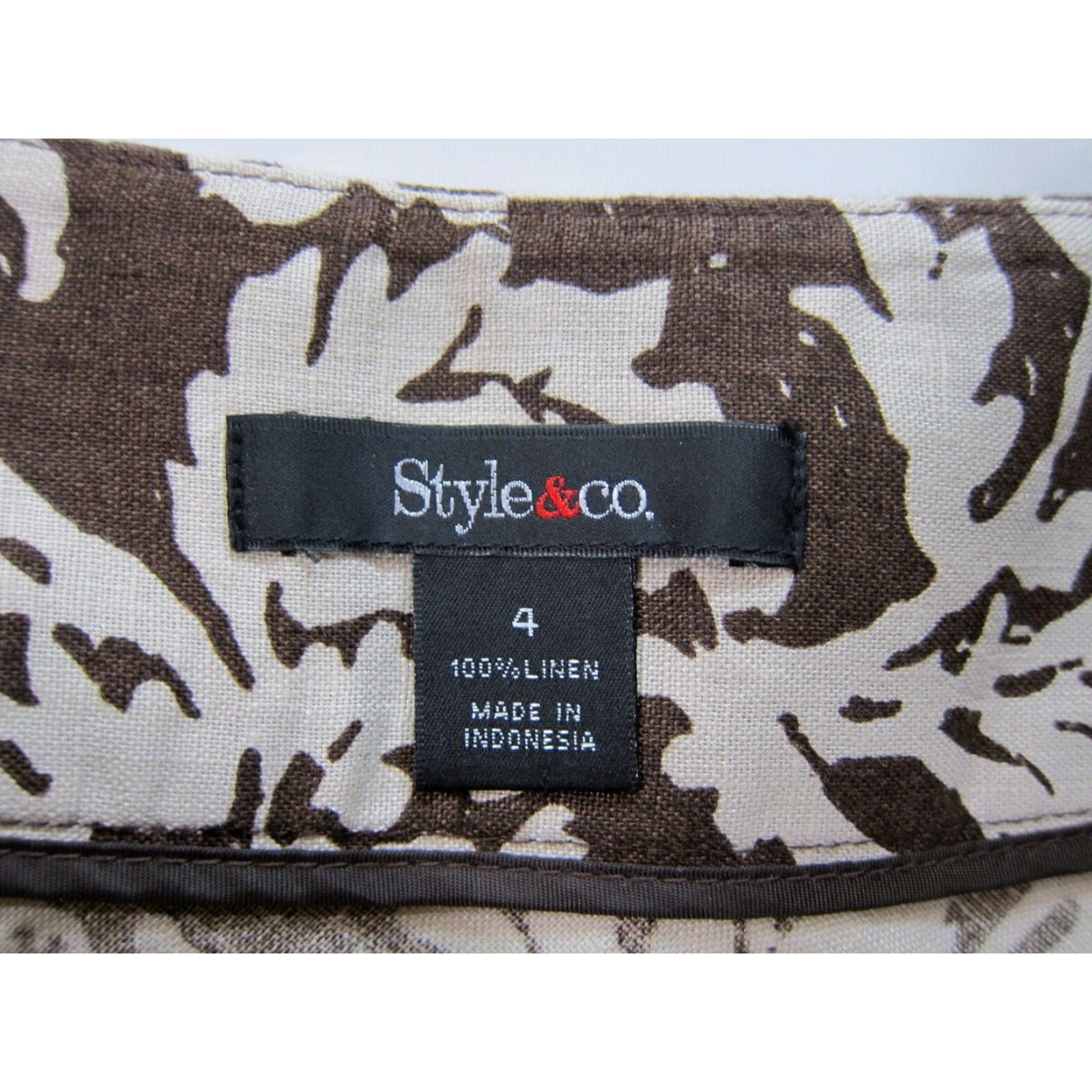 Vintage Style & Co. 100% Linen Brown Floral Modest Casual A-Line Skirt Women 4 Size 27" / US 4 / IT 40 - 3 Thumbnail