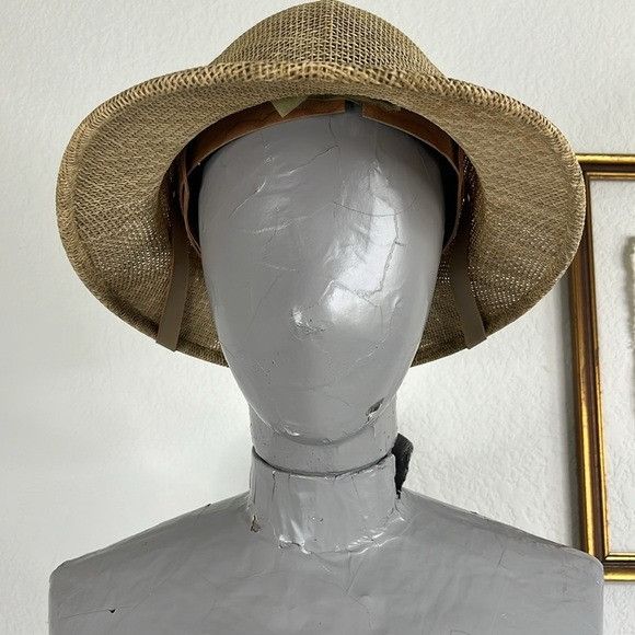 Vintage JJ Hat Center Safari Adjustable Tan Woven Brimmed Hat Size ONE SIZE - 3 Thumbnail