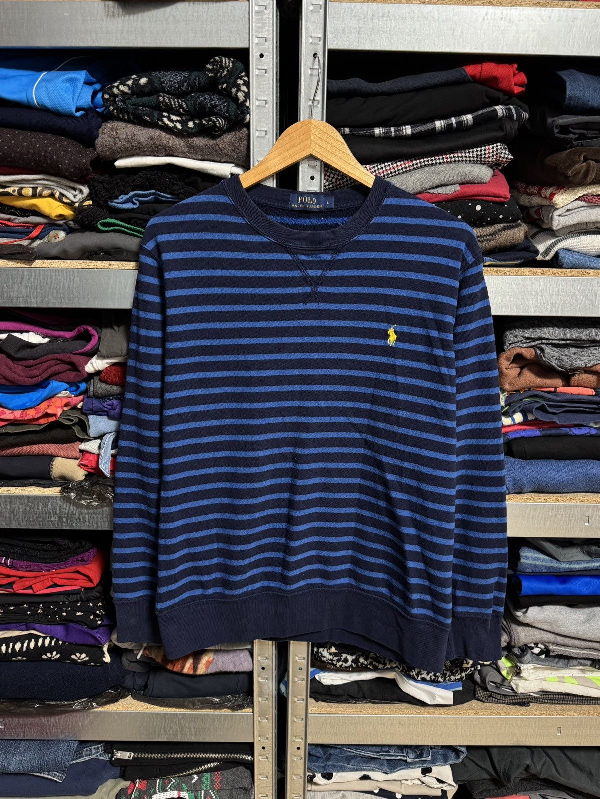 Polo Ralph Lauren Polo Ralph Lauren Small Logo Striped Sweatshirt Y2K Size L Size US L / EU 52-54 / 3 - 1 Thumbnail