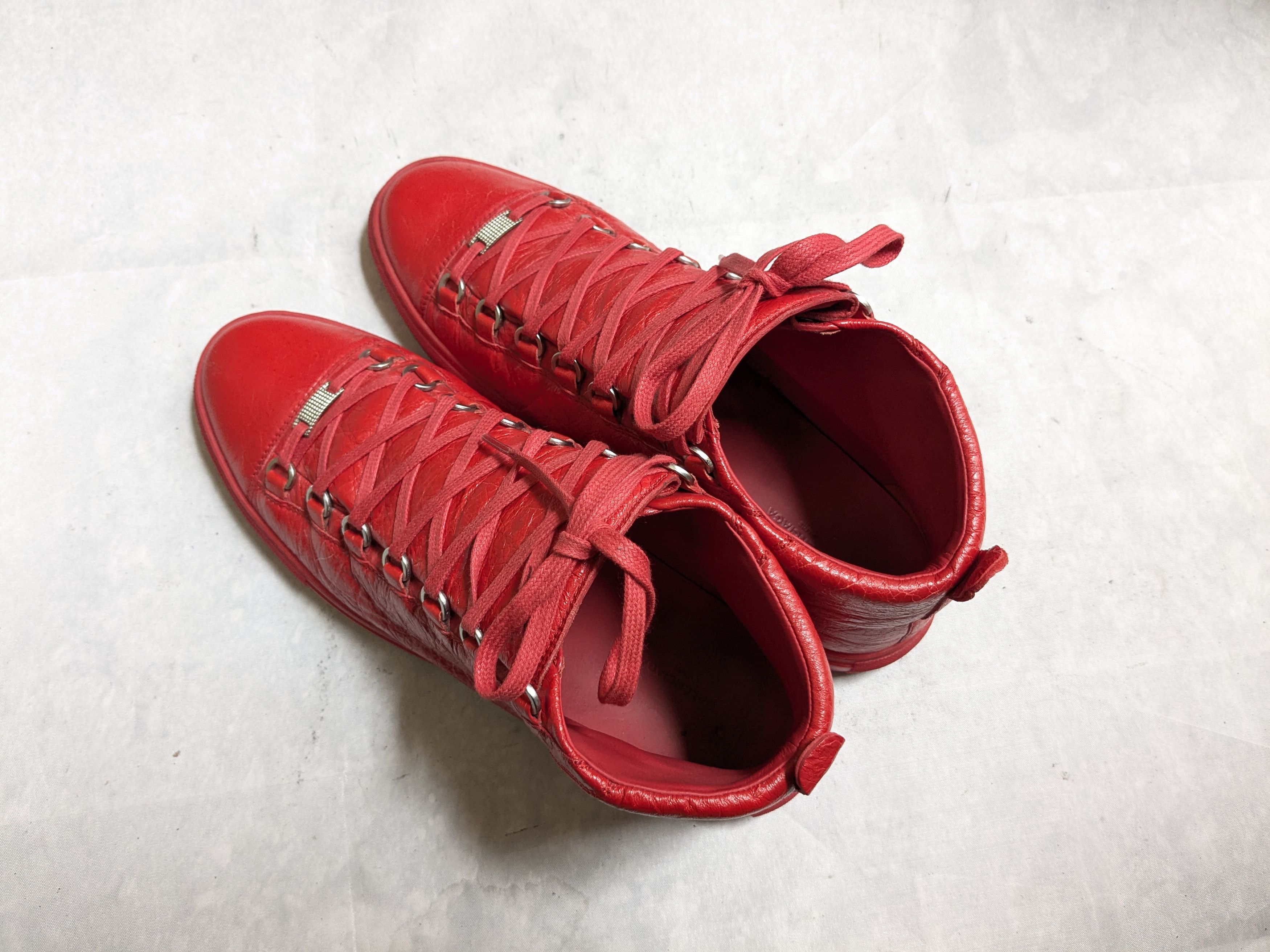 Balenciaga Balenciaga Arena Red 13 High Tops Leather Sneakers Size US 13 / EU 46 - 15 Thumbnail