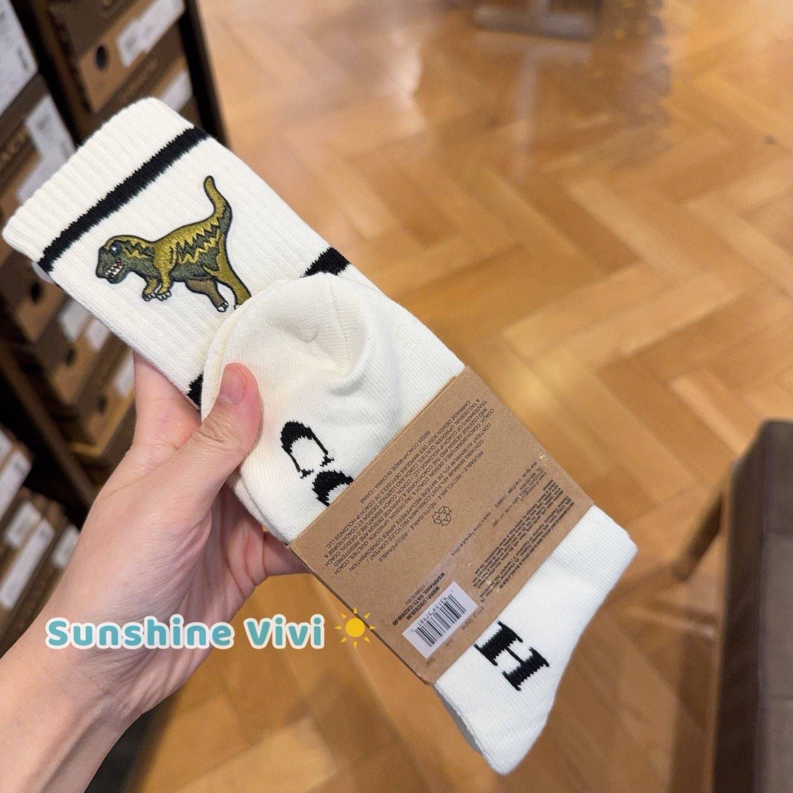 Coach NWT Coach Rexy Calf Socks Chalk S/M Unisex CAZ36 Size ONE SIZE - 4 Thumbnail