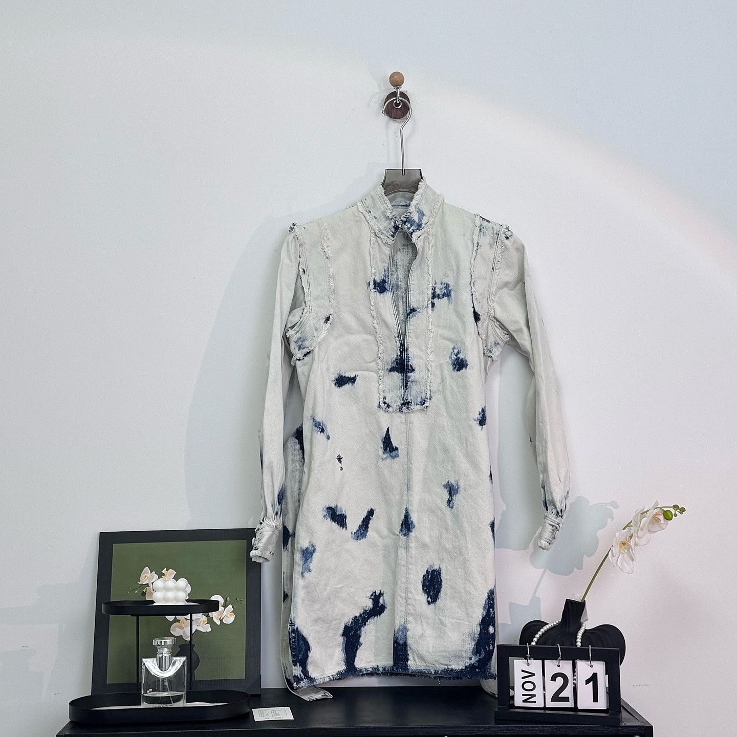 Dior Dior Tie-Dye Denim Mini Dress Size 36 Size XS / US 0-2 / IT 36-38 - 1 Thumbnail