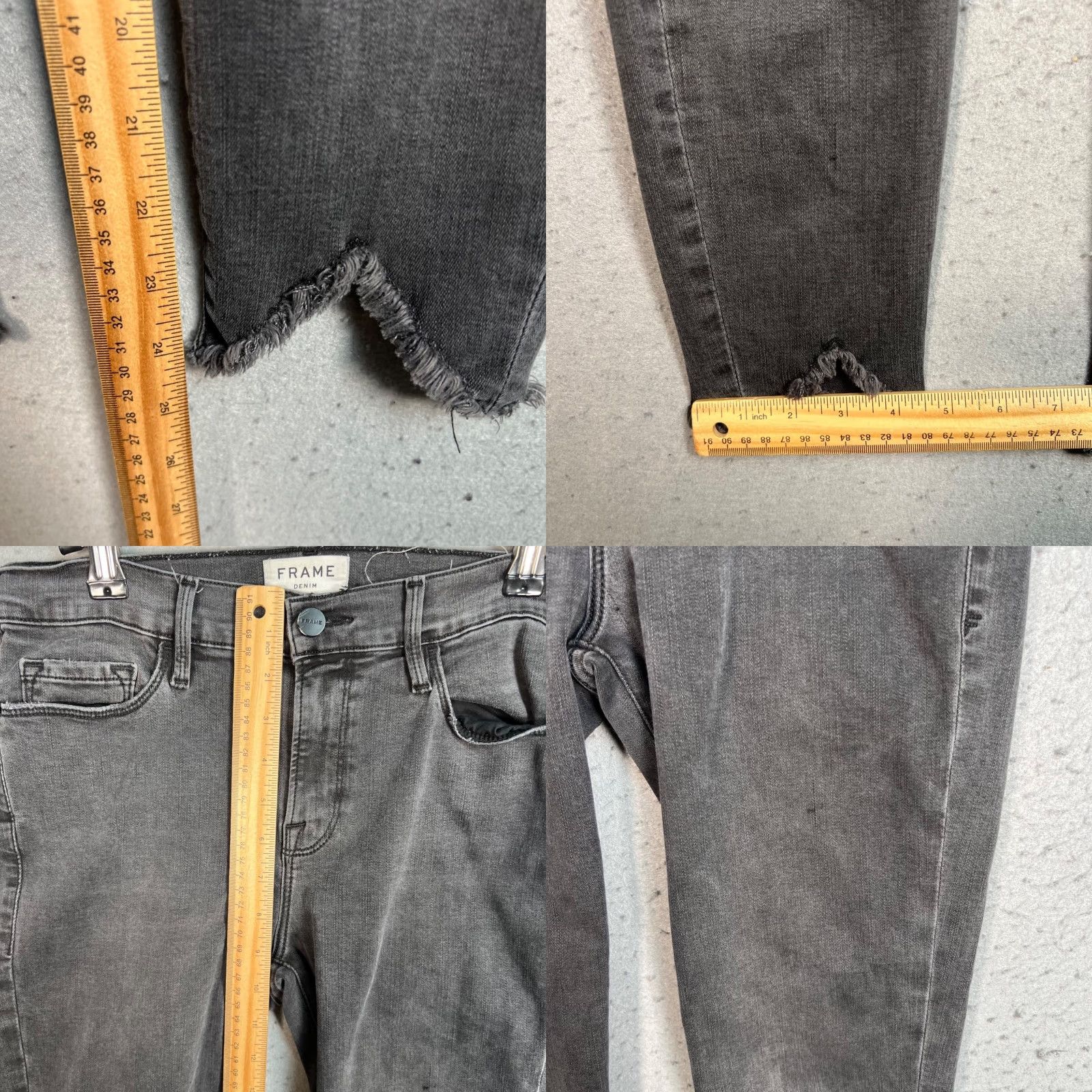 Frame FRAME Le Skinny De Jeanne Jeans Womens 29 Gray Denim Crop Distressed 5-Pocket Style Slim Jeans Girls Mens Size 29" - 8 Thumbnail