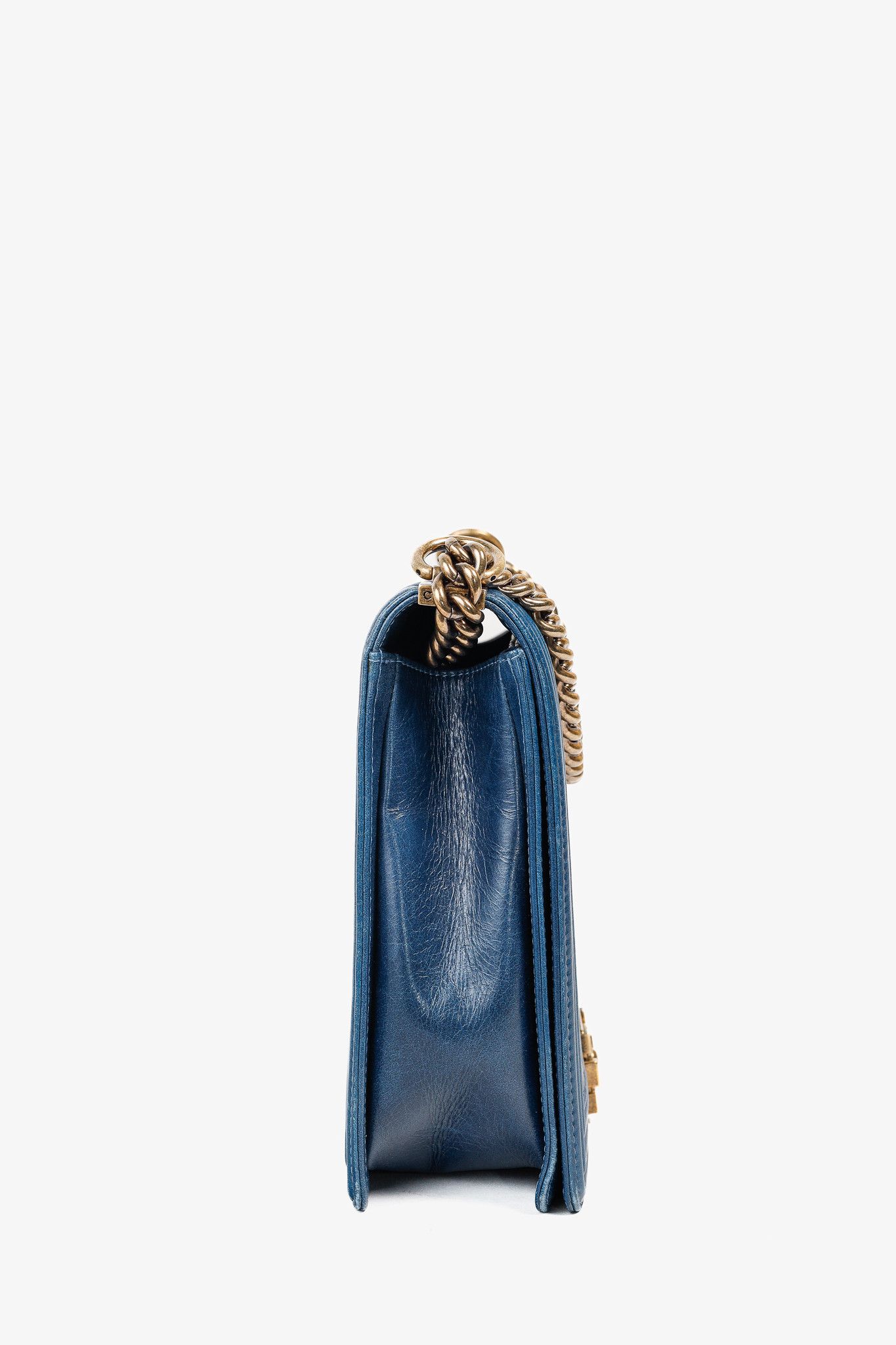 Chanel Chanel Blue Quilted Leather Large Boy Shoulder Bag Size ONE SIZE - 3 Thumbnail