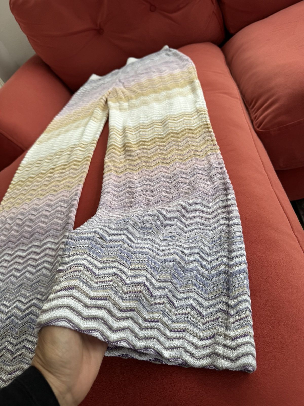 Missoni Missoni NEW zigzag knit pants, purple/beige, size L int Size 30" / US 8 / IT 44 - 11 Thumbnail