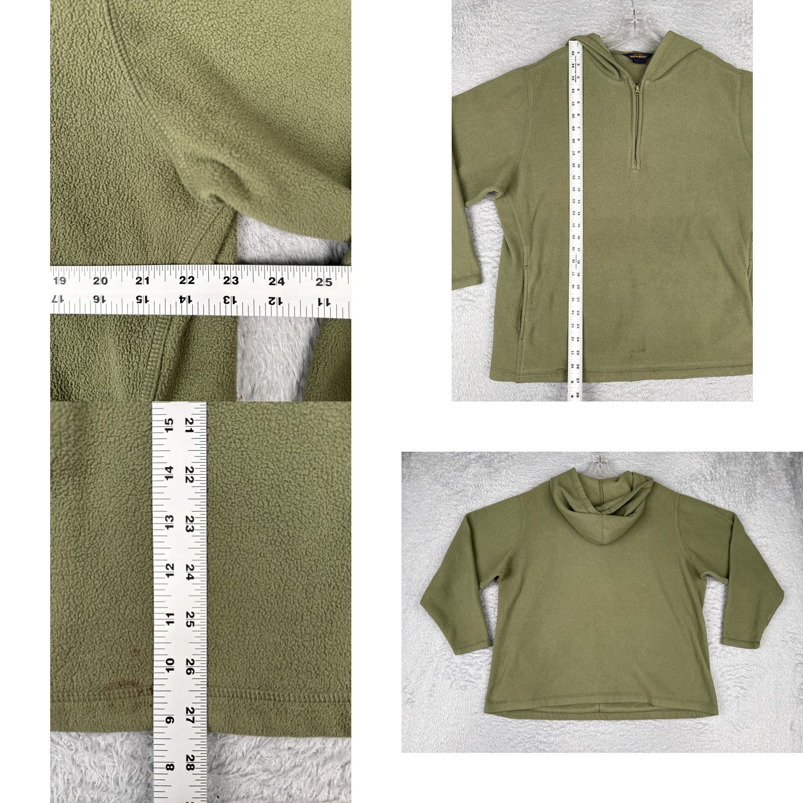 Vintage Woolrich Hoodie Womens Large Green Fleece 1/4 Zip Hooded Pullover Sweatshirt Size L / US 10 / IT 46 - 8 Thumbnail