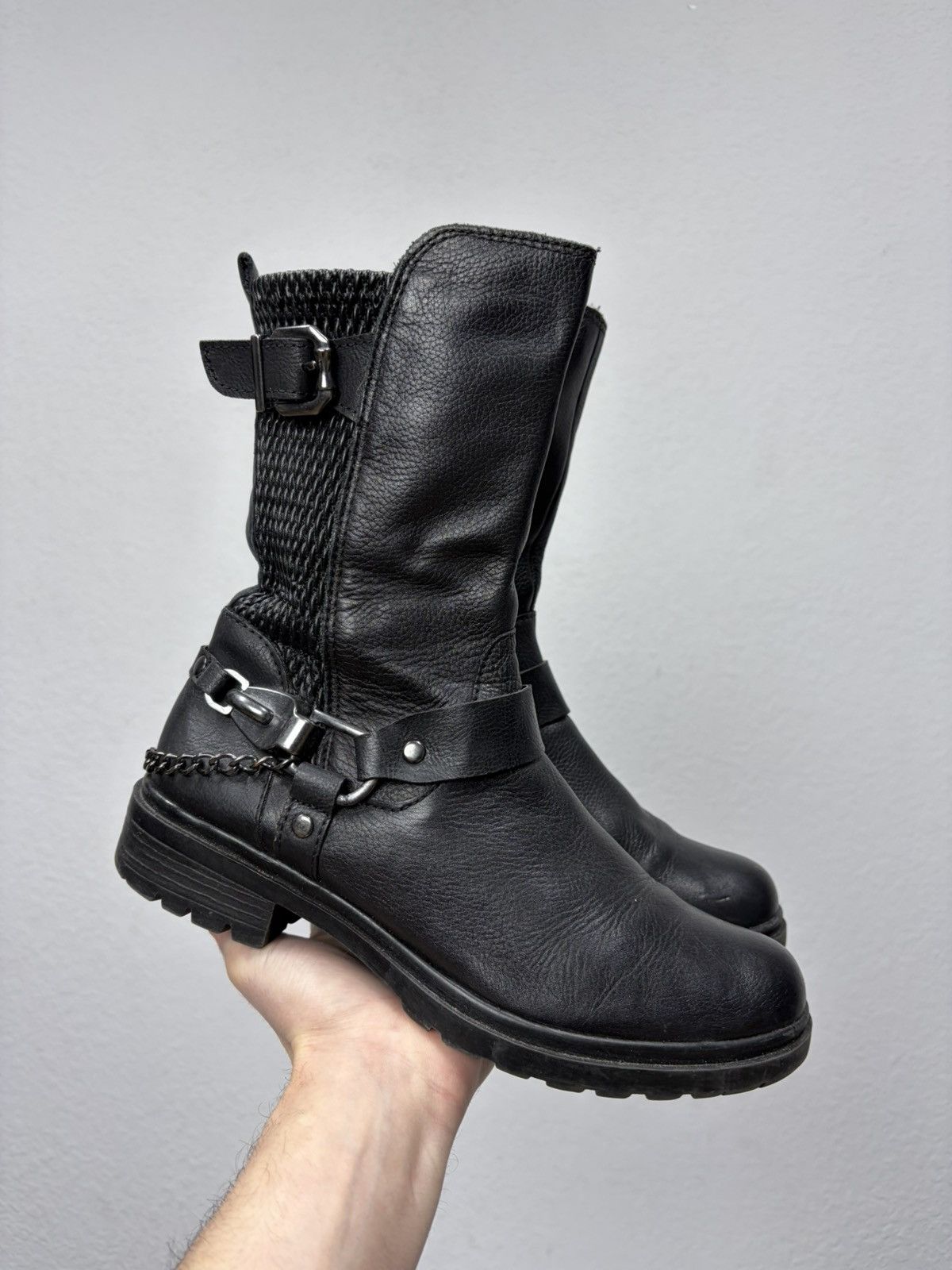 If Six Was Nine AS 98 Vibe Artisan Black Leather Side Zip Ankle Biker Boots Size US 7 / EU 40 - 11 Thumbnail