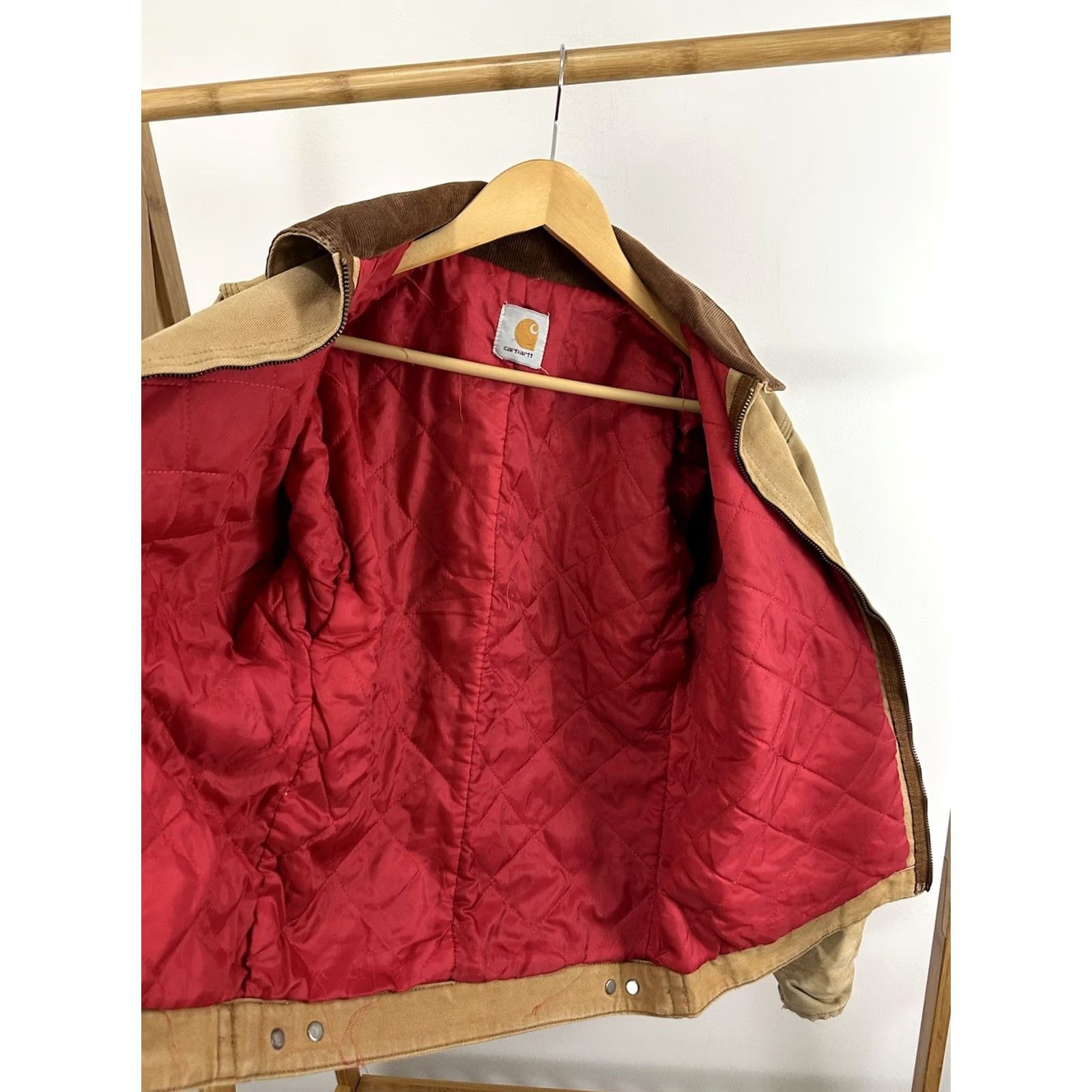 Carhartt VINTAGE Carhartt Detroit Quilted WIP Workwear Jacket Bomber Sz S Brown/Red Lined Mens Size US S / EU 44-46 / 1 - 6 Thumbnail
