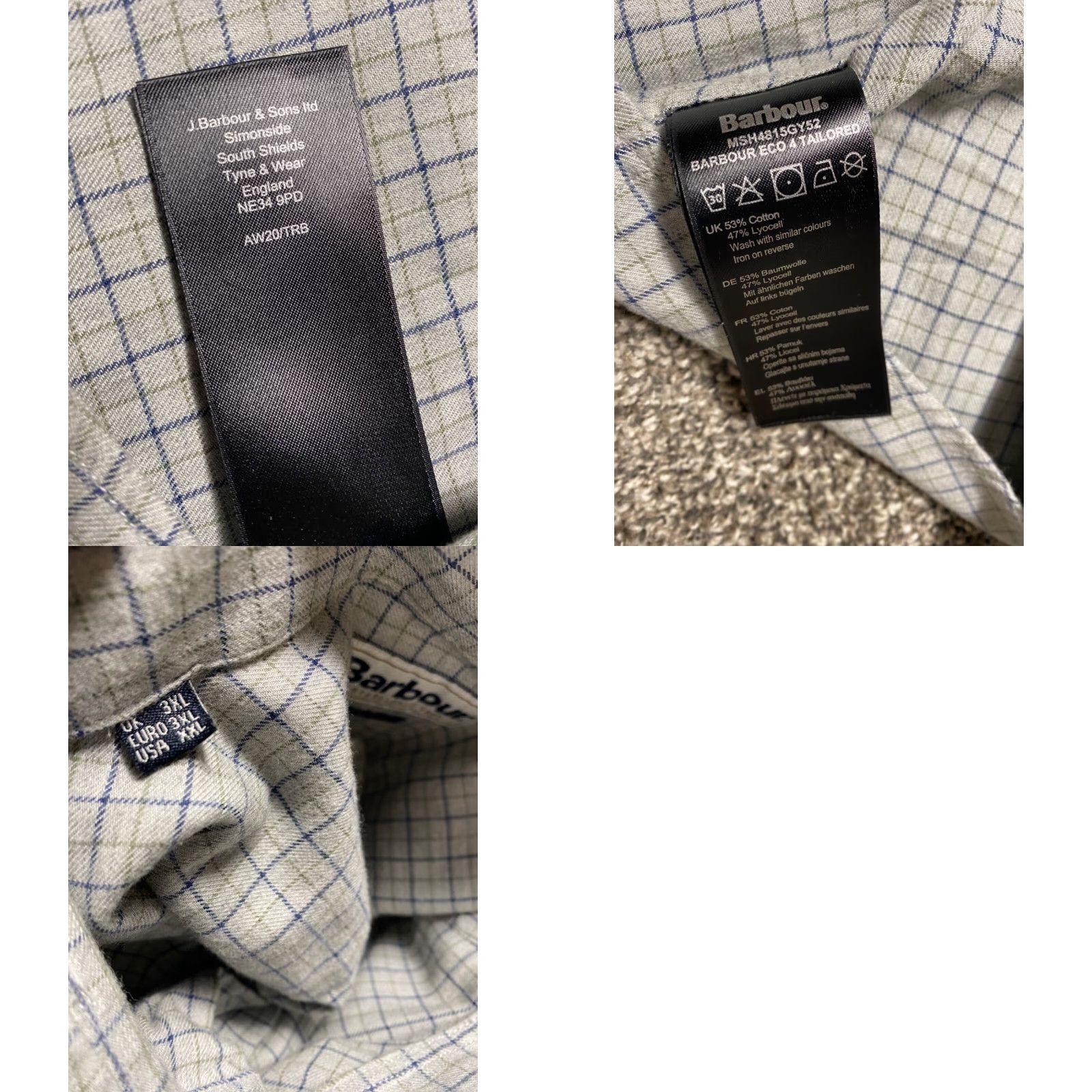 Barbour Barbour Shirt Mens 2XL Gray Multi Plaid Tailored Fit Long Sleeve Button Down Brushed Cotton Size US XXL / EU 58 / 5 - 8 Thumbnail