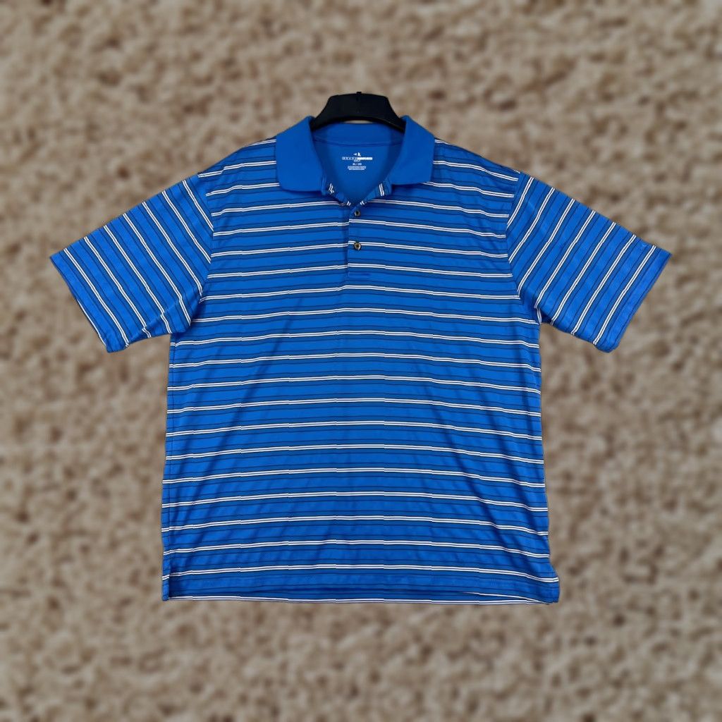 Vintage Grand Slam Polo Shirt Mens XL Blue Striped 100% Polyester Golf Polo Shirt Mens XL Blue Striped Size US XL / EU 56 / 4 - 1 Thumbnail