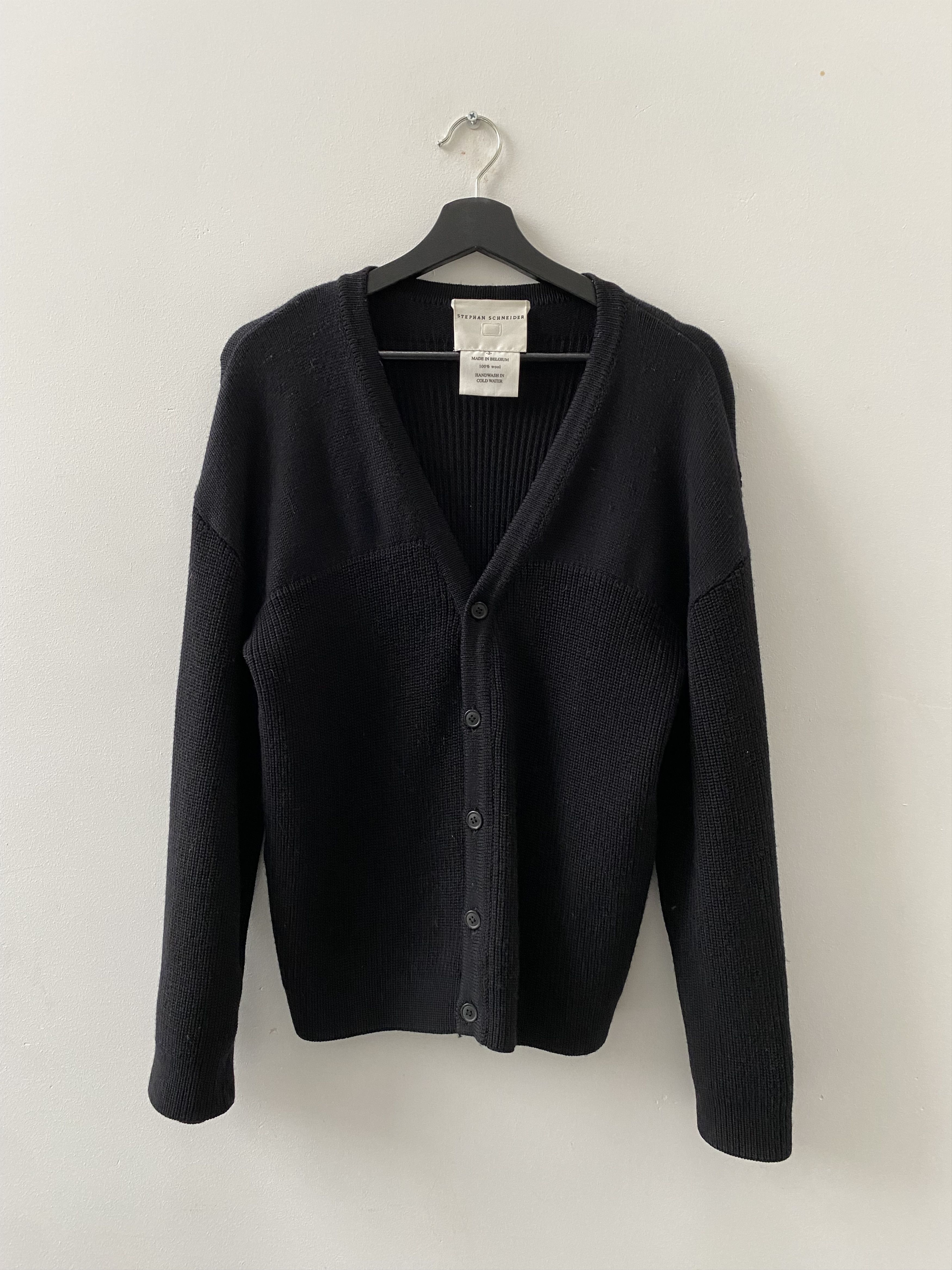 image of Stephan Schneider Blue Wool Cardigan in Navy Blue, Men's (Size Medium)