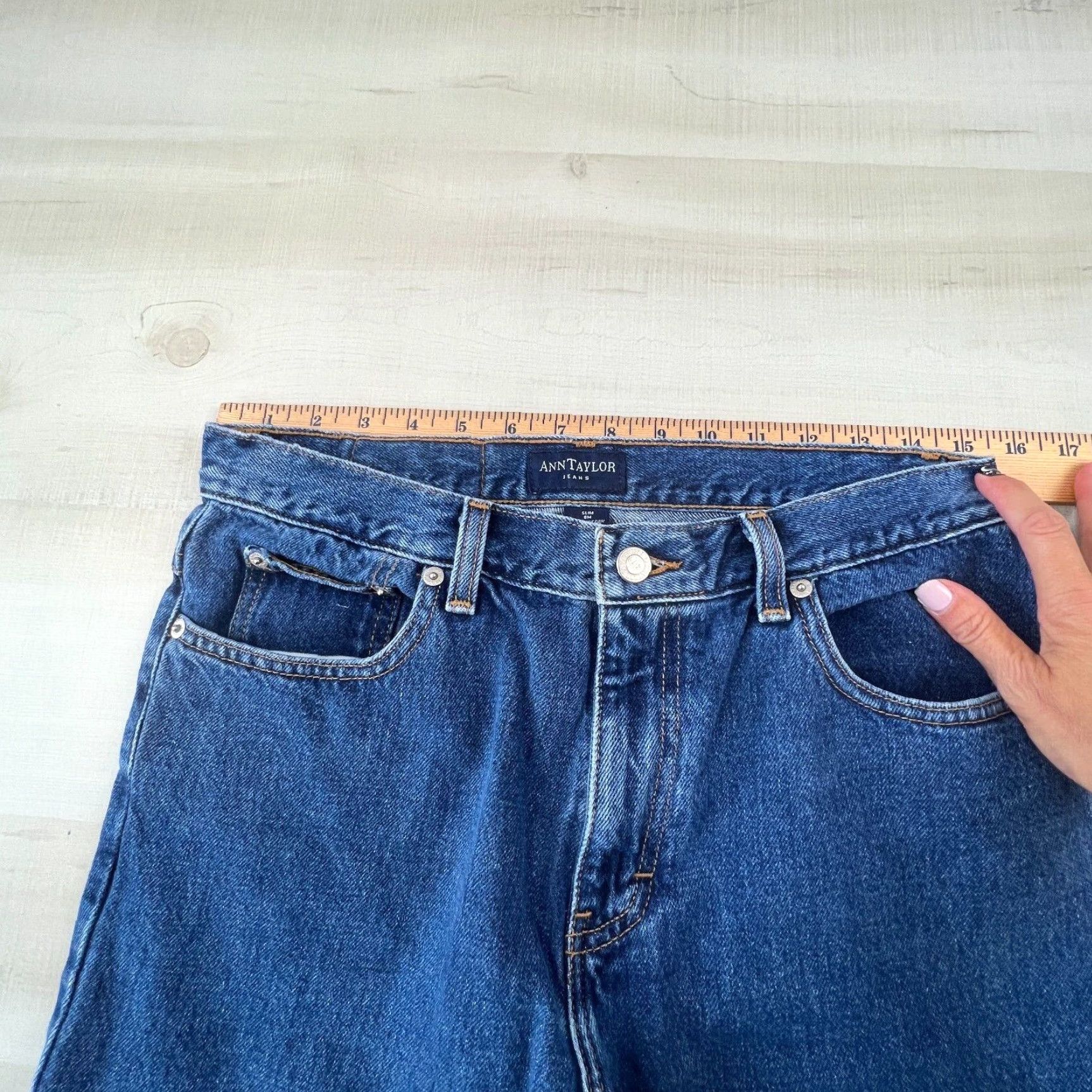 Ann Taylor Ann Taylor Womens Jeans Size 8 Slim Tapered Medium Wash Blue Cotton Mid Rise Size 30" / US 8 / IT 44 - 6 Thumbnail