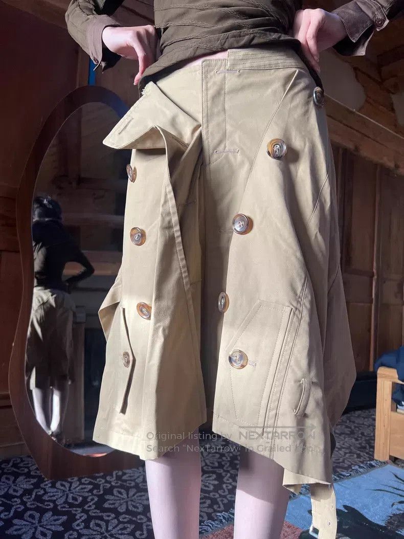Junya Watanabe JUNYA WATANABE size XS Khaki Deconstructed Hem Skirt Size 23" - 2 Thumbnail