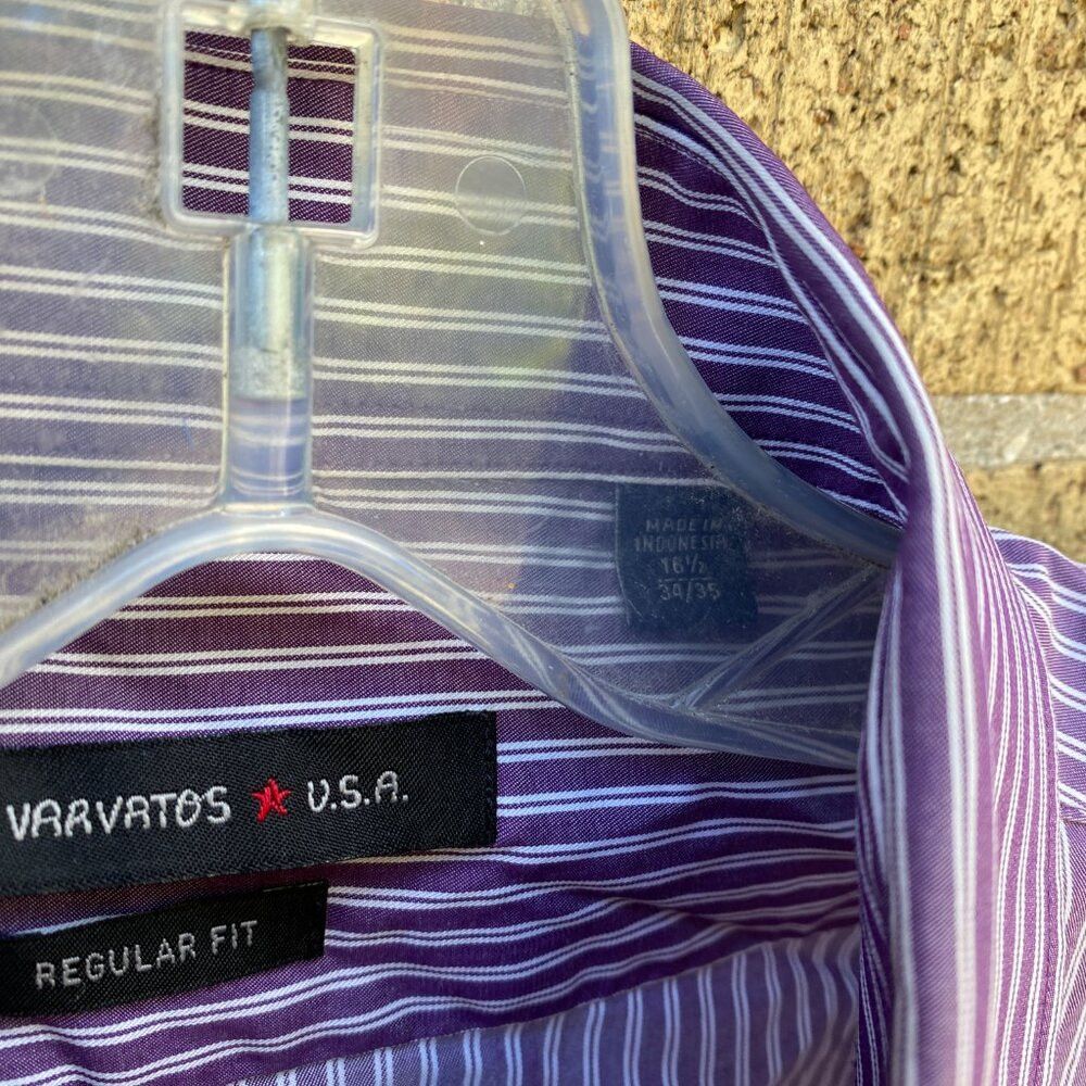 Vintage John Varvatos Striped Button Up Dress Shirt Size 16