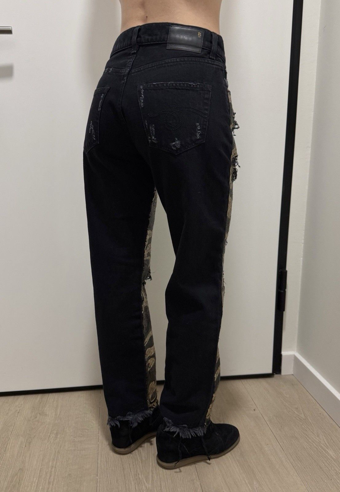 R13 R13 Universe Appean Moana Sequin Denim Camo Boyfriend Jeans Size 25" / US 0 / IT 36 - 3 Thumbnail