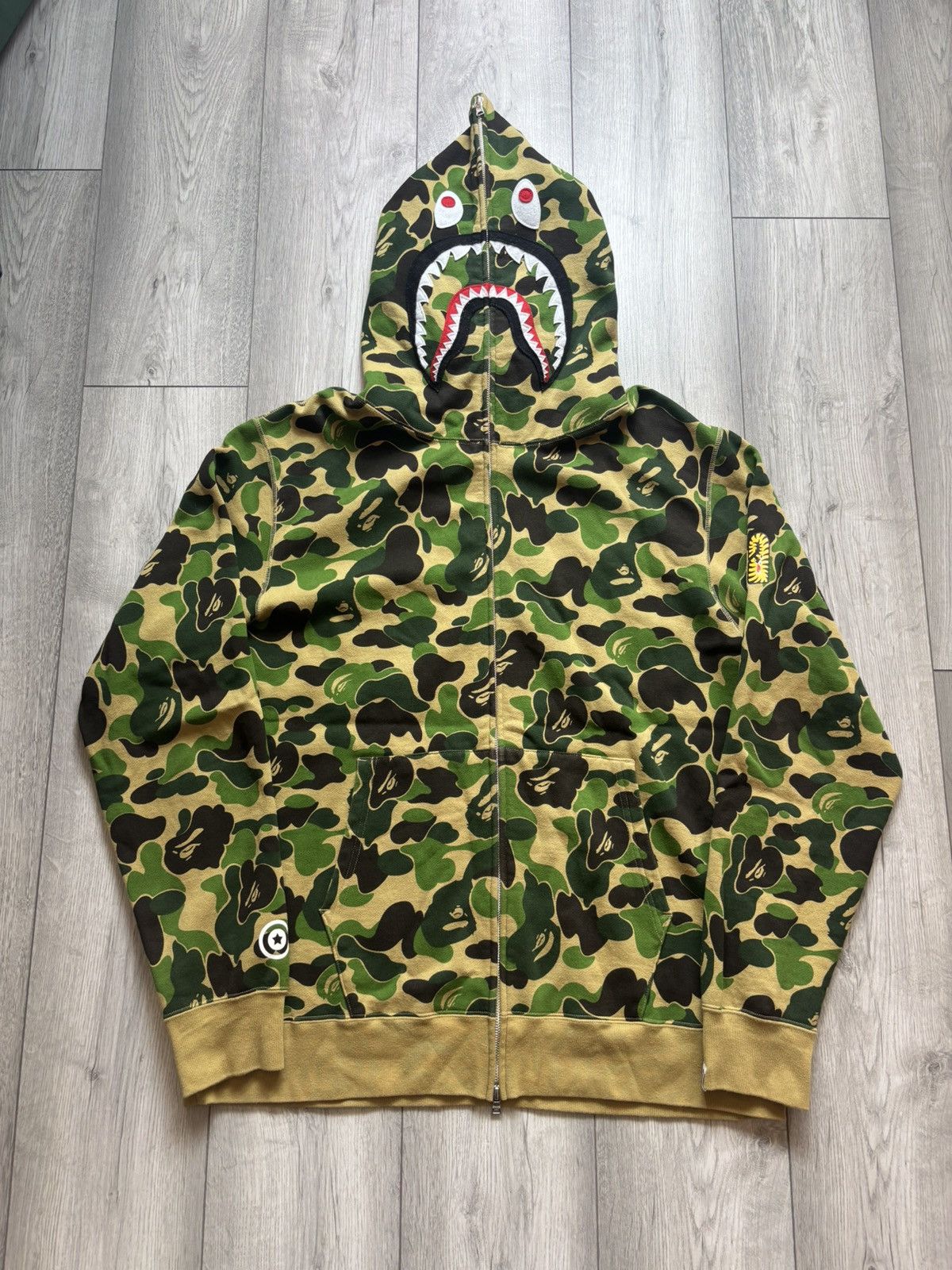 Bape BAPE ABC CAMO DOUBLE SHARK FULL ZIP HOODIE | Grailed