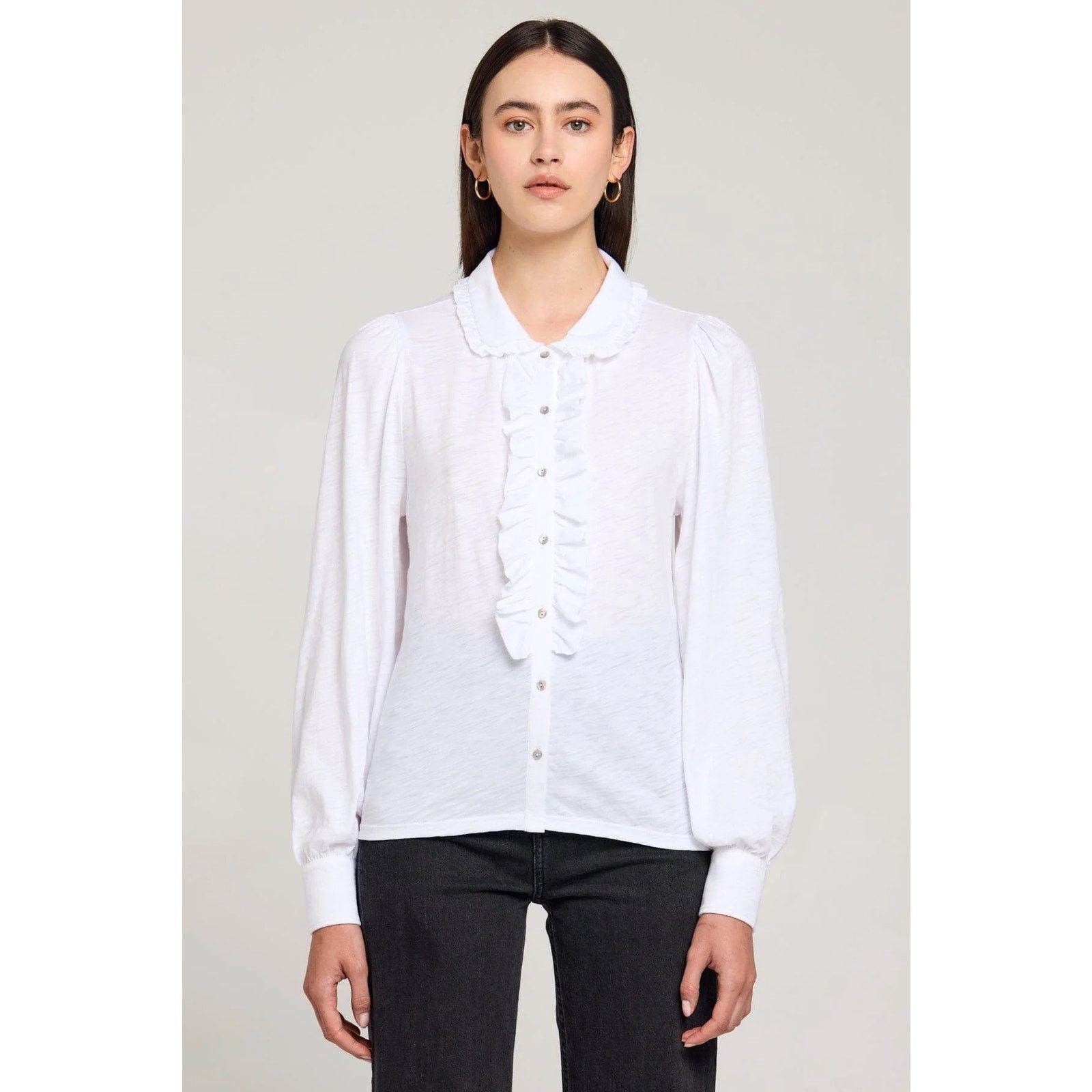 Other $185 New Goldie Pima Josephine Tuxedo Shirt- Small - White Size S / US 4 / IT 40 - 1 Thumbnail