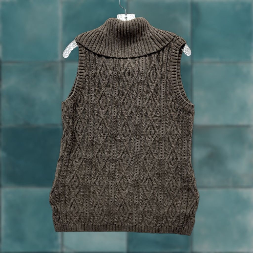 Vintage Y2K Vintage Turtleneck Vest Sweater Top L Cable Knit Chunky Fairy Grunge Hoodie? Size L / US 10 / IT 46 - 1 Thumbnail