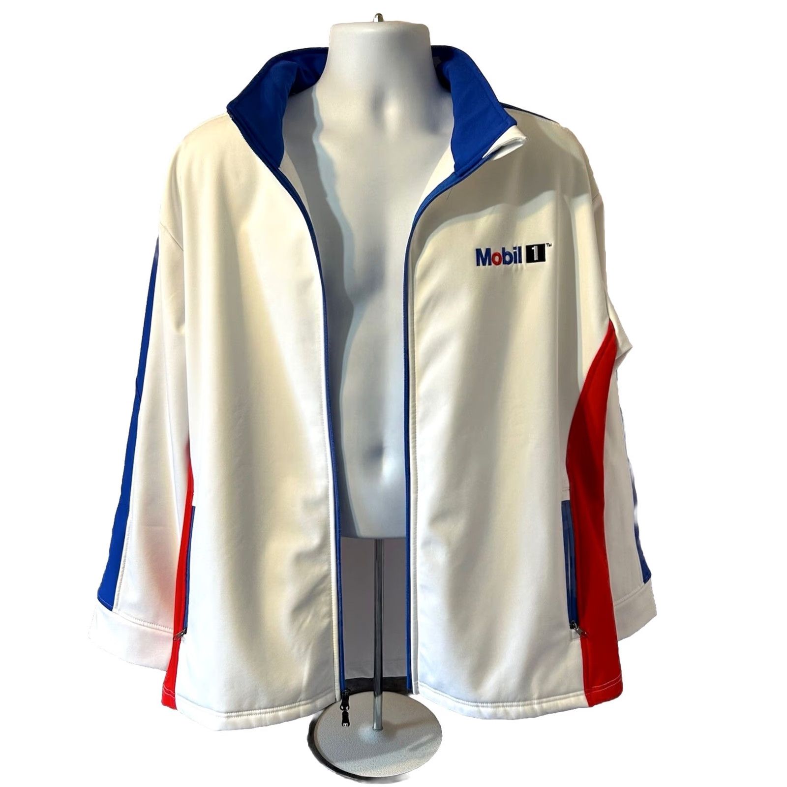NBA VINTAGE Mobile 1 Racing Coat Jacket Men XL Full Zip Red White Blue NBA Logo Embroidered Size US XL / EU 56 / 4 - 3 Thumbnail
