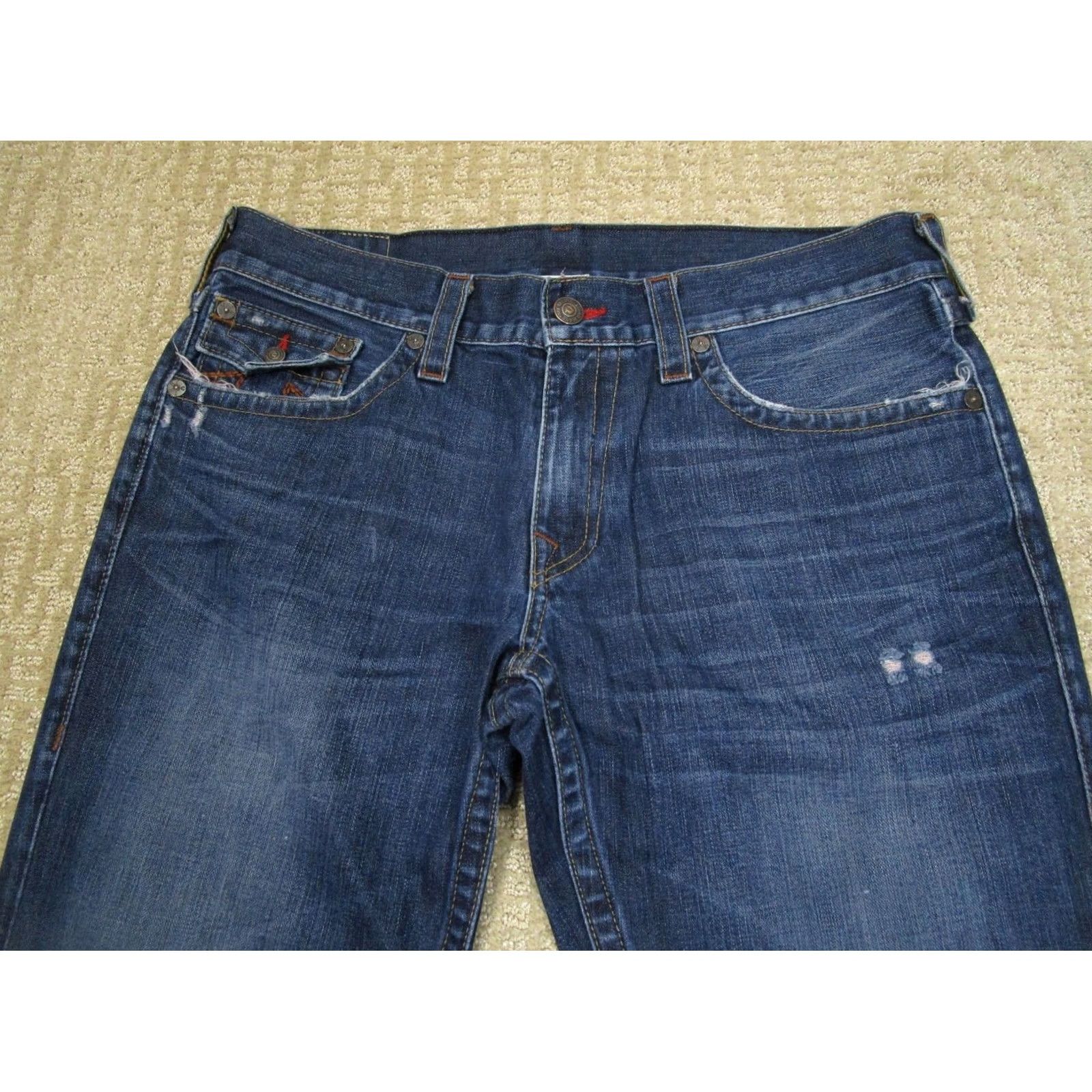 True Religion True Religion World Tour Jeans Men 38x34 Blue Straight Ricky Denim Stretch 5-Pocket Regular Hipster Rock School Mens Size US 38 / EU 54 - 2 Thumbnail
