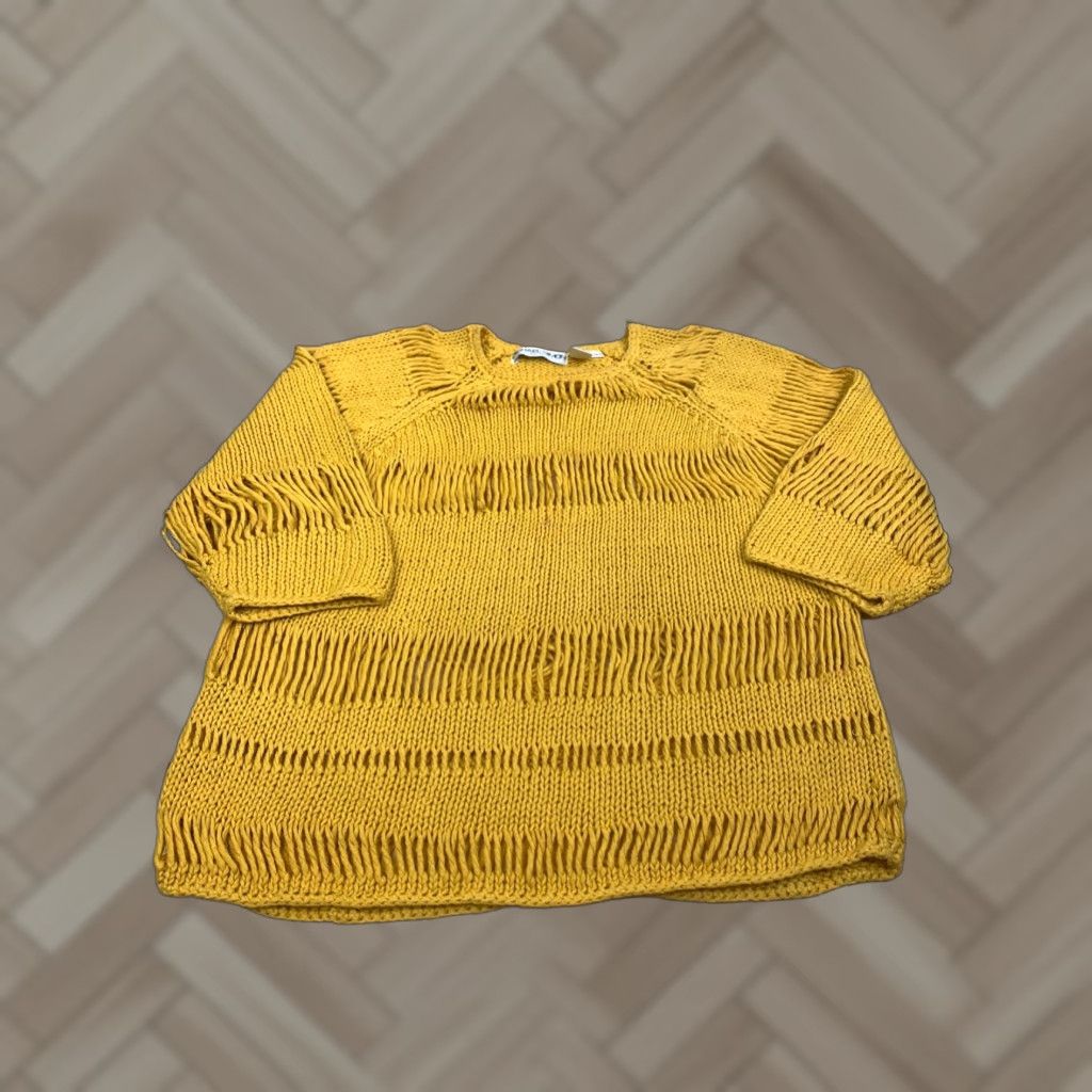 Simons VINTAGE Michael Simon Sweater Womens Yellow Knit 90s Short Sleeve Pullover 12661 Size XS / US 0-2 / IT 36-38 - 1 Thumbnail