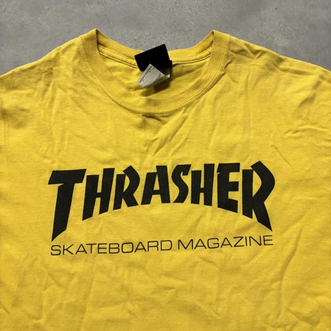 Thrasher × Vintage Crazy Vintage Y2K/2000s Grunge Yellow Thrasher Skater Emo Essential Graphic Tee! Size US M / EU 48-50 / 2 - 2 Thumbnail