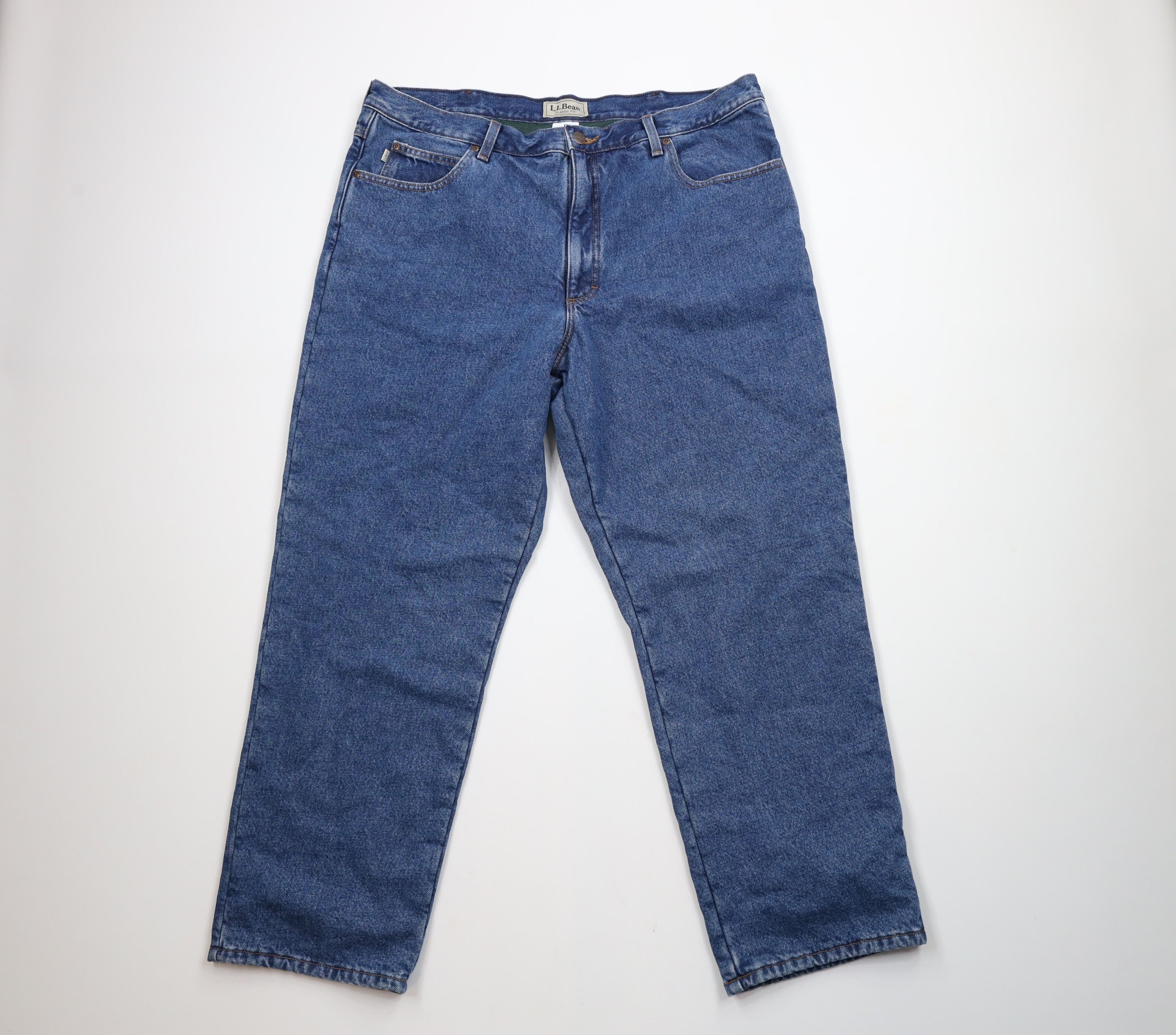 L.L. Bean × Vintage Deadstock Vintage LL Bean Fleece Lined Denim Jeans Blue Size US 40 / EU 56 - 2 Thumbnail