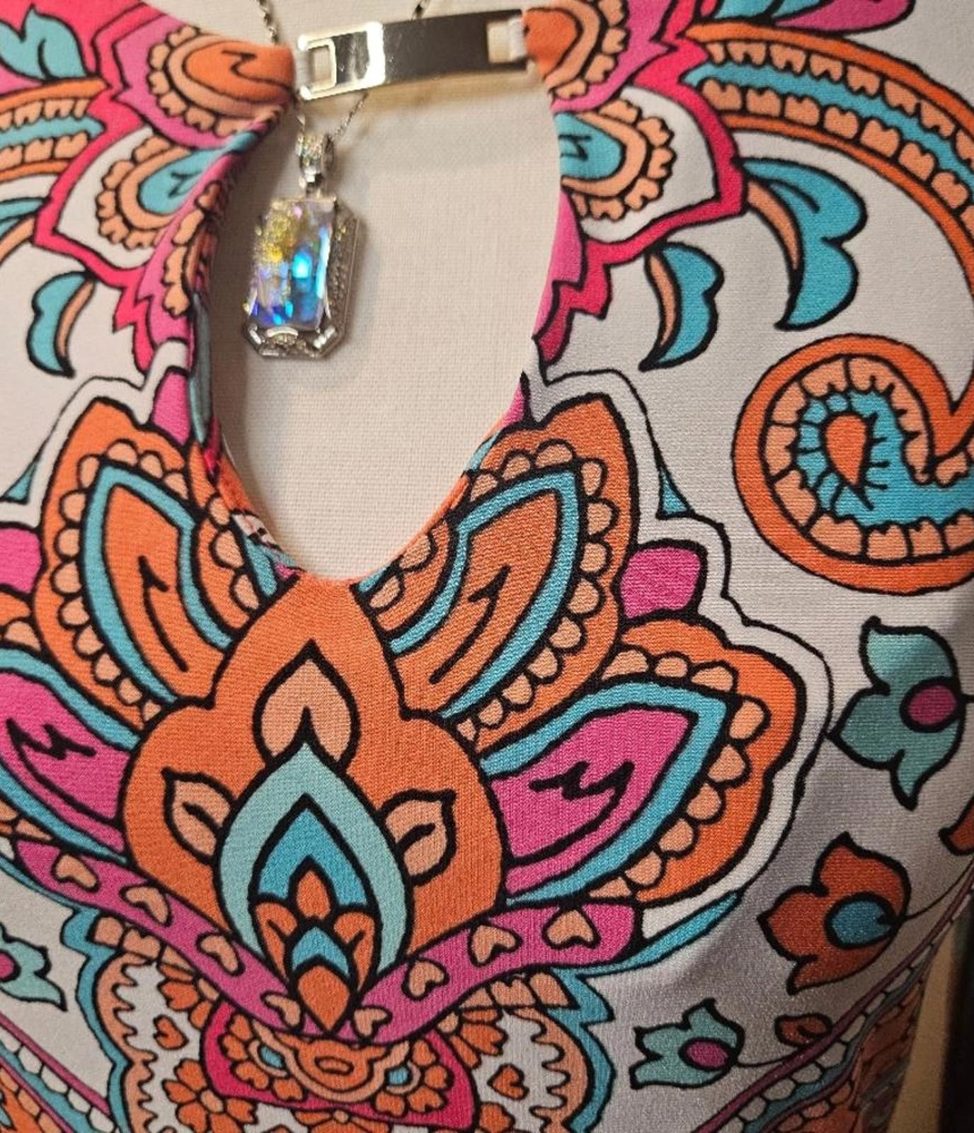 Designer Tiana B Vibrant Print Dress - Bohemian Style H115 Size S / US 4 / IT 40 - 2 Thumbnail