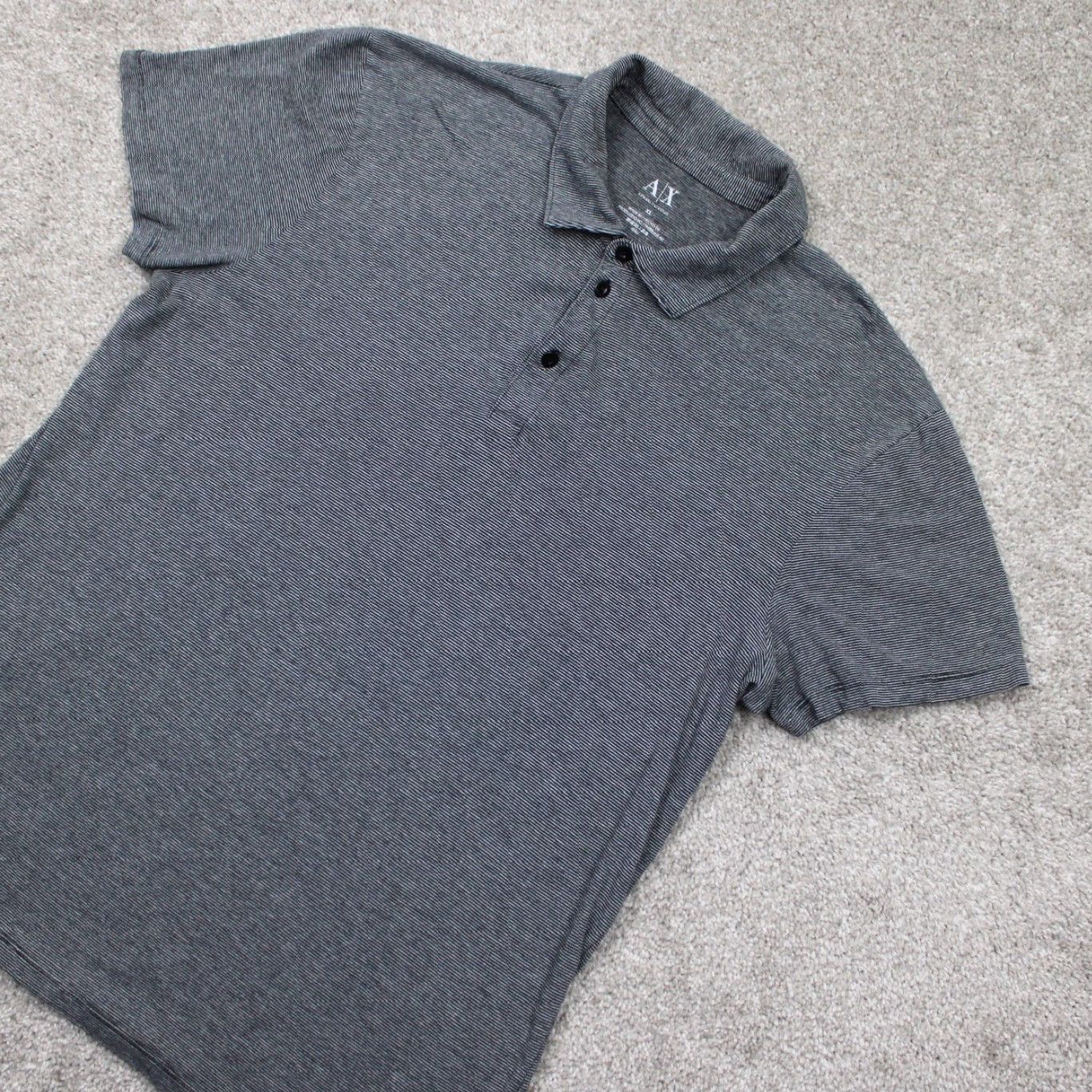 Armani Exchange Armani Exchange A/X Polo Shirt Mens XL Gray/Black Striped Short Sleeve Pullover Size US XL / EU 56 / 4 - 3 Thumbnail