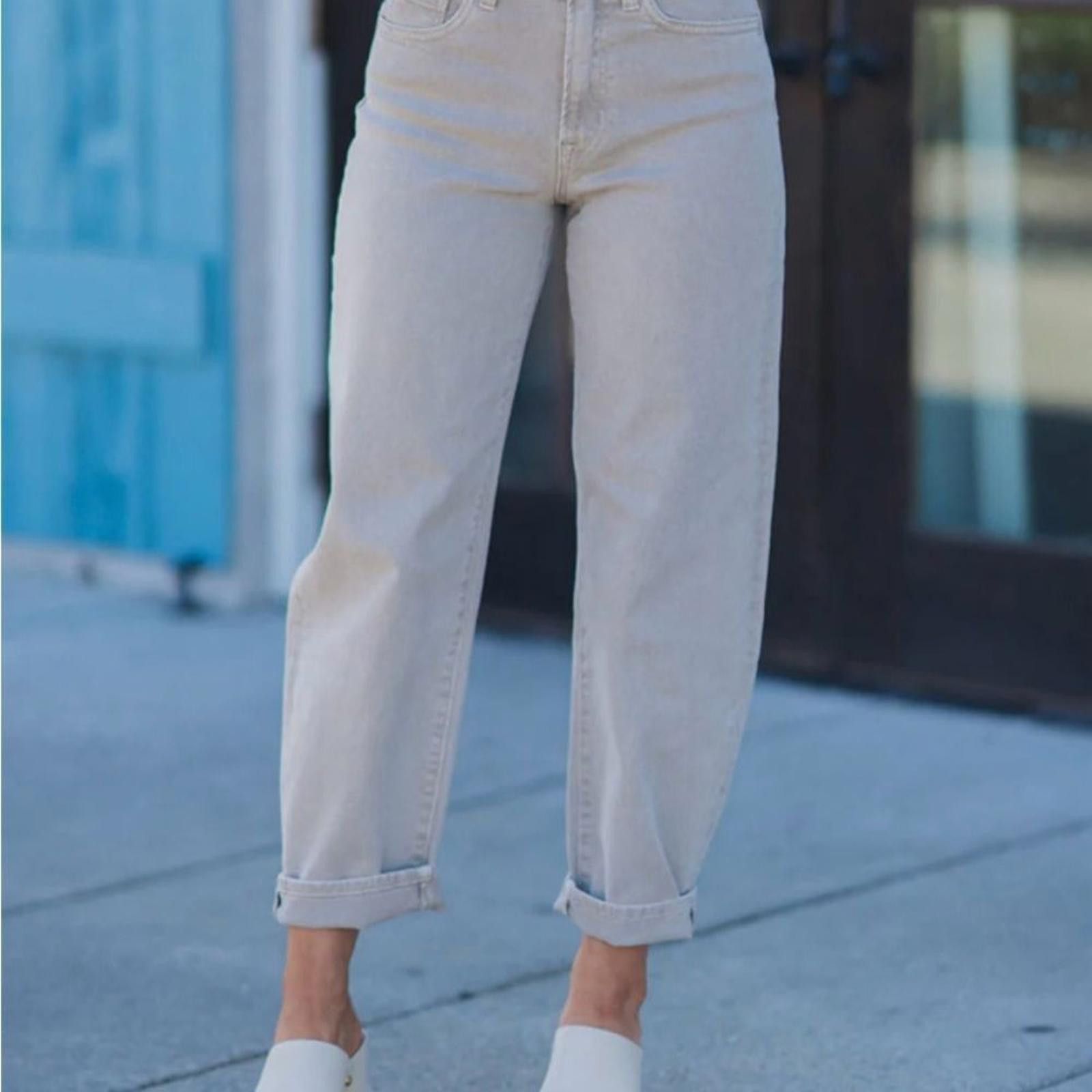 Velvet Vervet. Rocky Barrel Cream-Colored High-Waist Jeans Size 25. Size 25" / US 0 / IT 36 - 2 Thumbnail