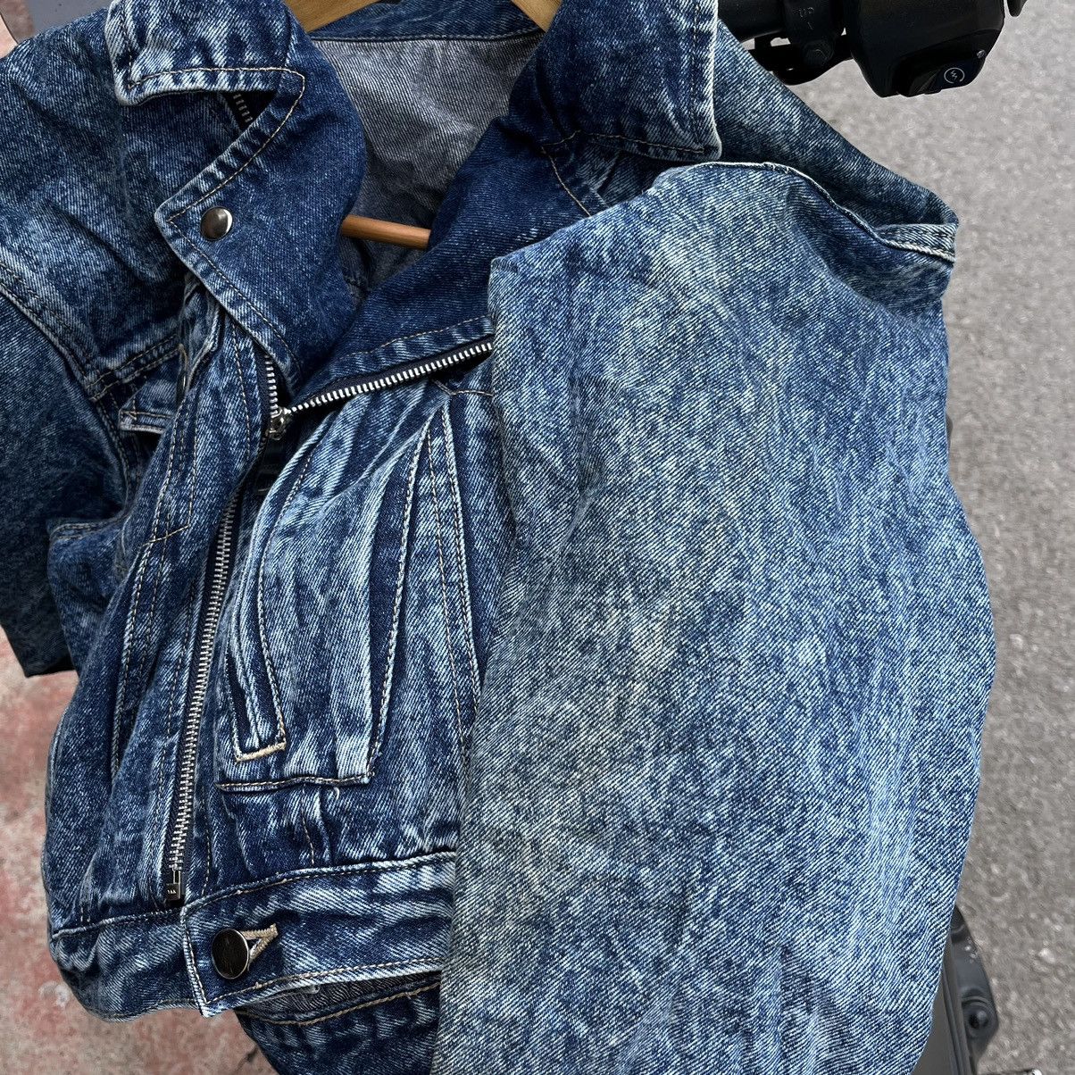 Other Vintage Biker Acid Wash Denim Jacket • Size US M / EU 48-50 / 2 - 8 Thumbnail