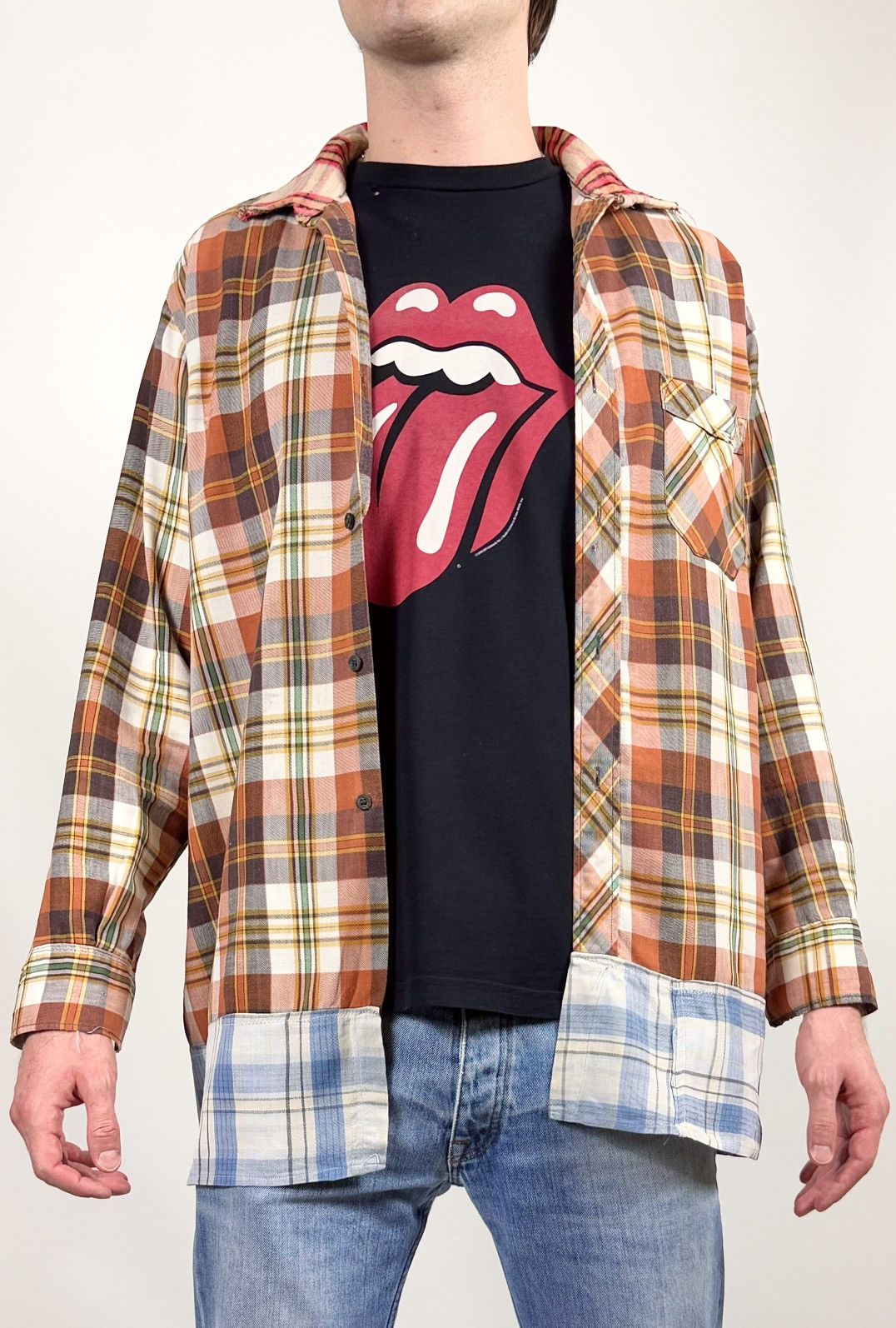 Vintage 80s Vintage Flannel Distressed Reconstructed Plaid Shirt Size US L / EU 52-54 / 3 - 3 Thumbnail