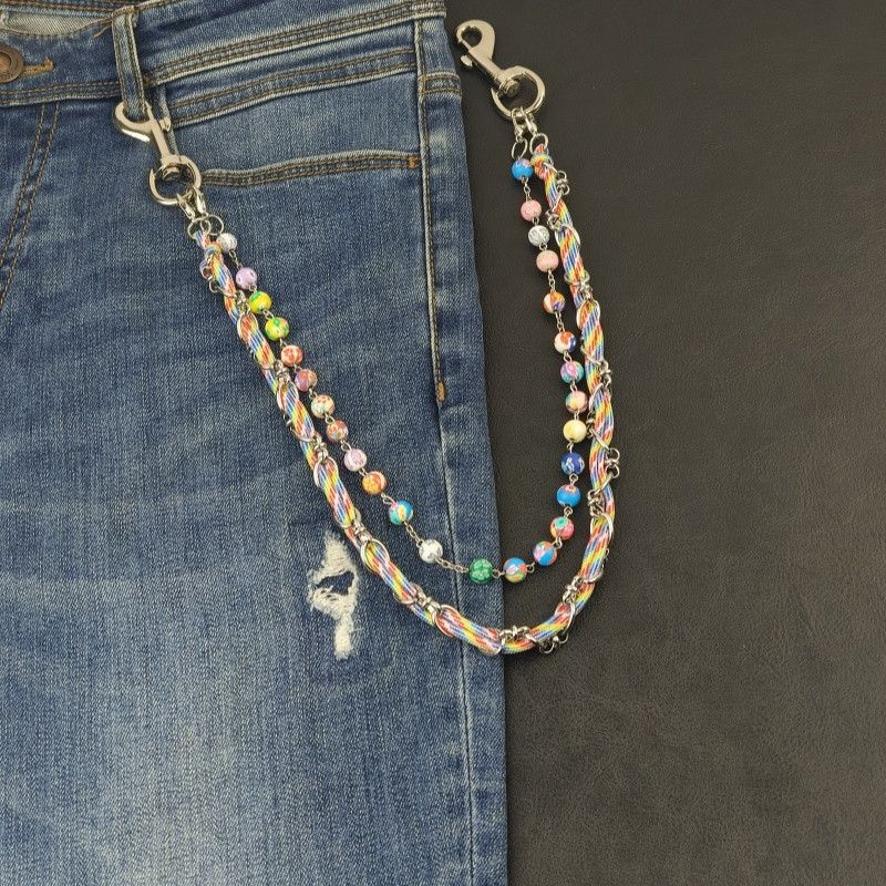 Japanese Brand × Jewelry Two-Layer Colorful Rope Pants Chain Stainless Steel Size ONE SIZE - 5 Thumbnail