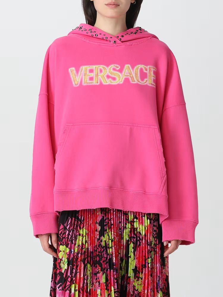 Versace o1y0226 Logo Hoodie in Fuchsia Size XS / US 0-2 / IT 36-38 - 1 Thumbnail