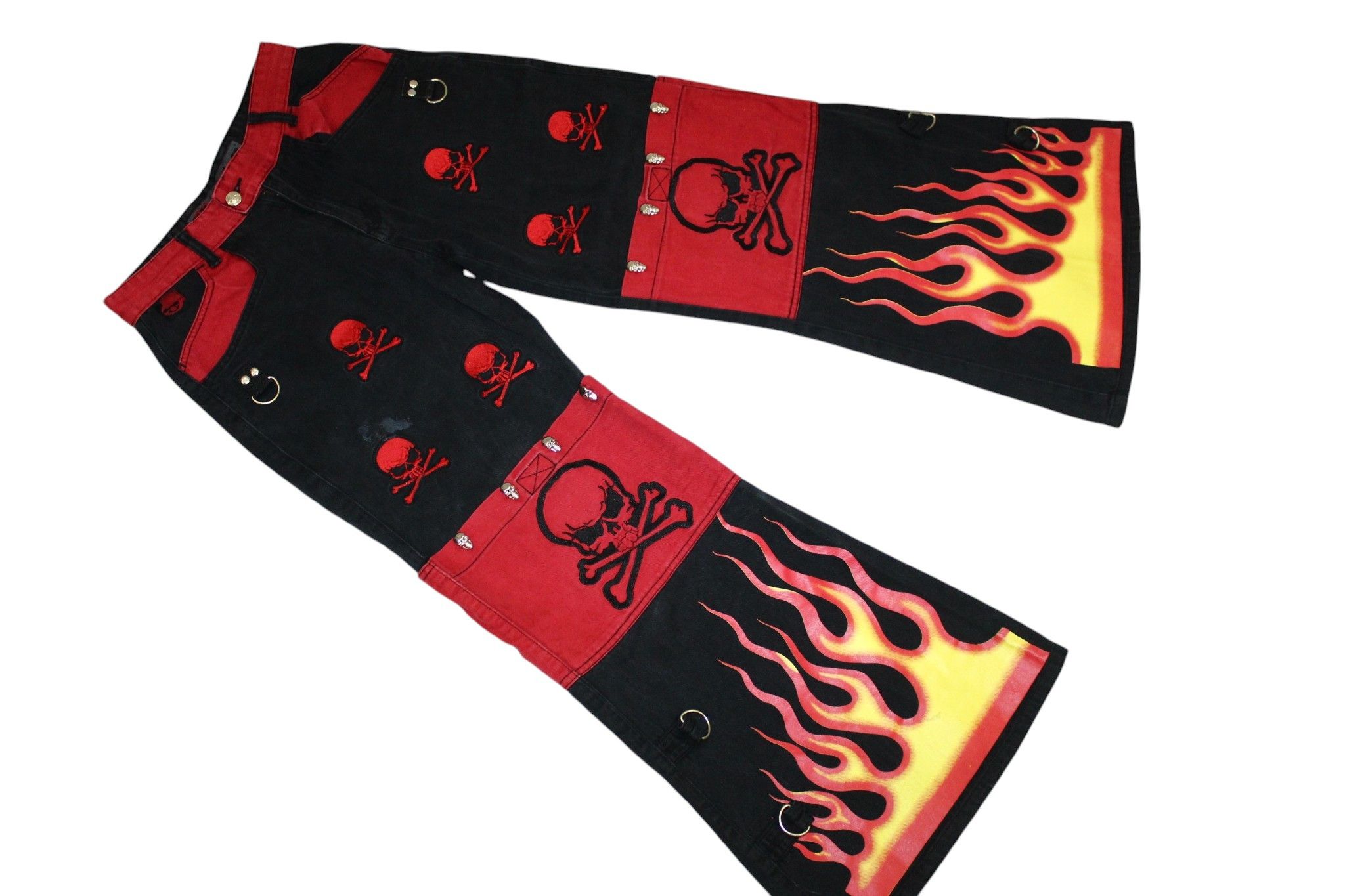 14th Addiction 💥STEALS💥 STUKA "Anarchy Flame" Multipocket Parachute Pants Size US 30 / EU 46 - 2 Thumbnail