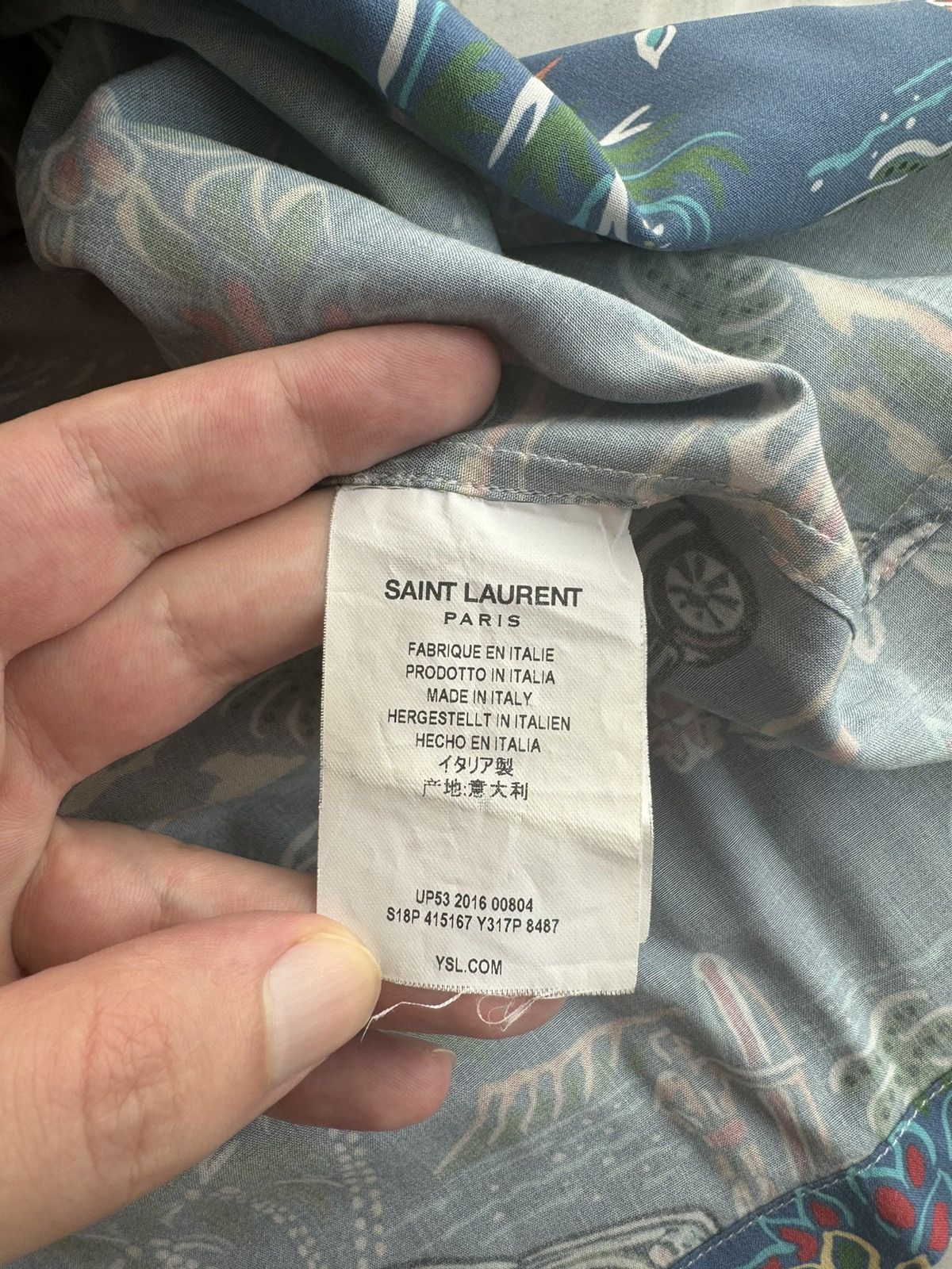 Saint Laurent Paris Saint Laurent Paris SS17 Hawaiian Blue Cuban Carprint Shirt Size US XL / EU 56 / 4 - 9 Thumbnail